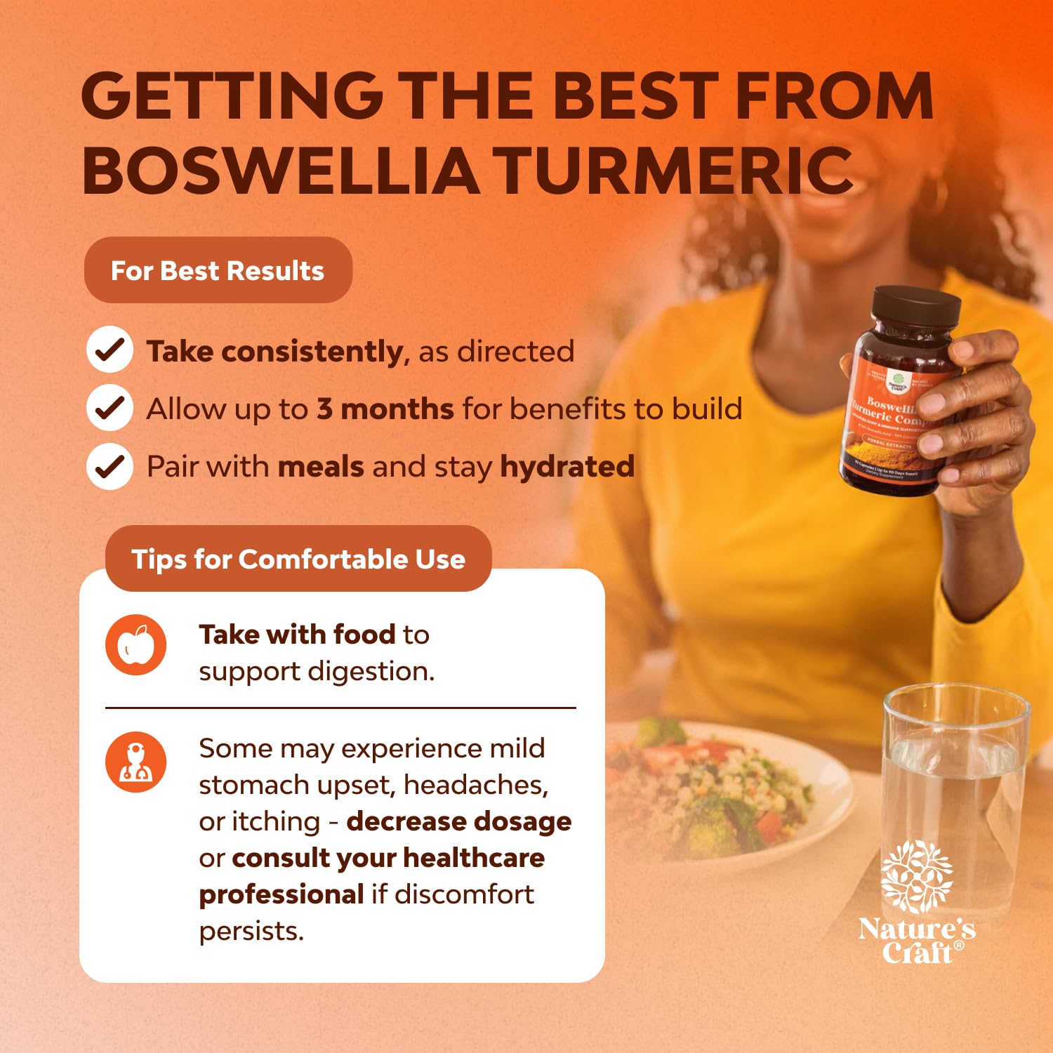 Boswellia Extract Capsules with Turmeric - Advanced Immune Health Support Supplement - Turmeric & Boswellia Serrata Capsules 500mg per Serving for Body Detox & Healthy Joints - 90 Count Natures Craft uk supplements