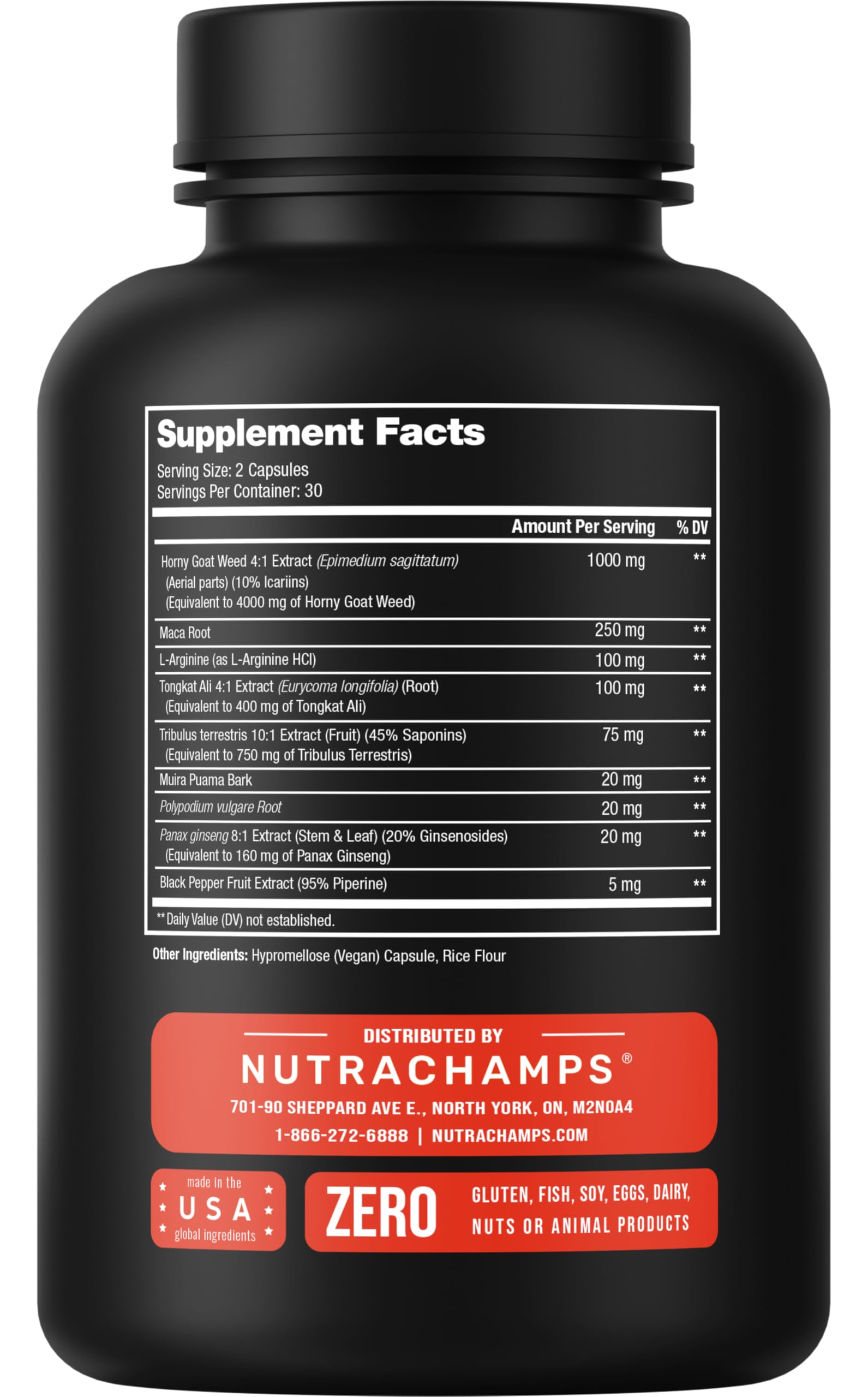 NutraChamps Horny Goat Weed, 1000mg Epimedium Energy Supplement, 10X Strength Icariin, Ginseng, Tribulus & Maca Pills for Women & Men, Enhanced Absorption with Black Pepper, 60 Vegan Capsules NutraChamps uk supplements