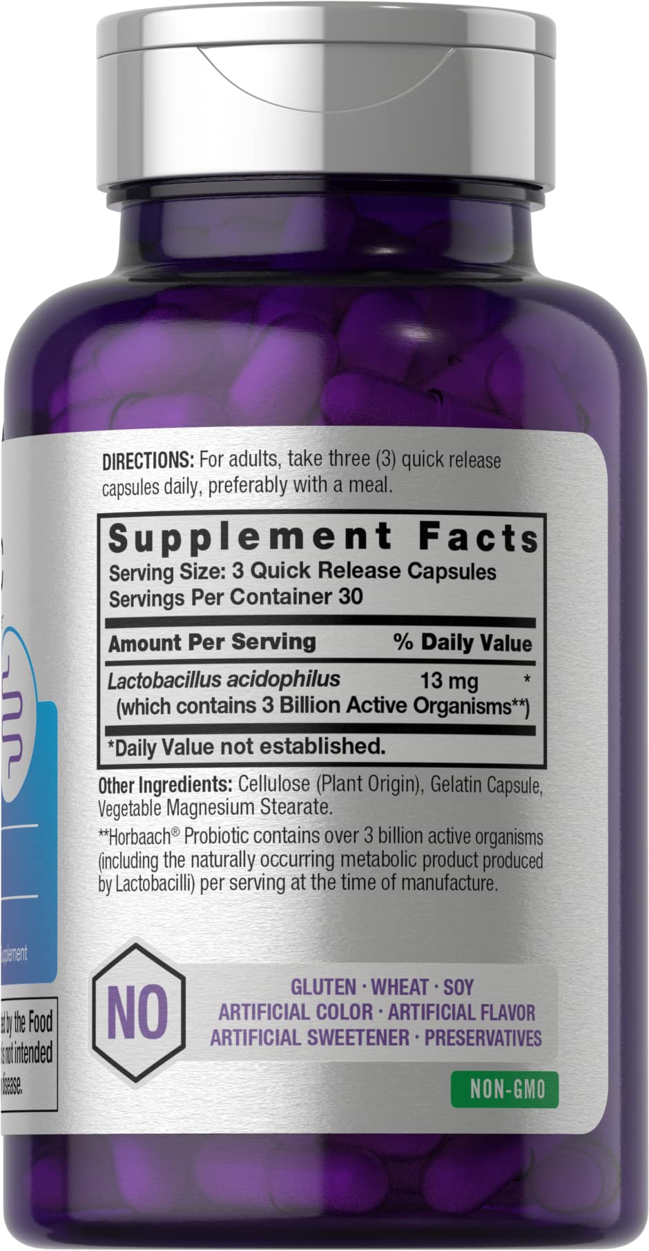 Probiotic for Women & Men's Digestive Health | 3 Billion CFU | 90 Capsules | Non-GMO Horbäach uk supplements