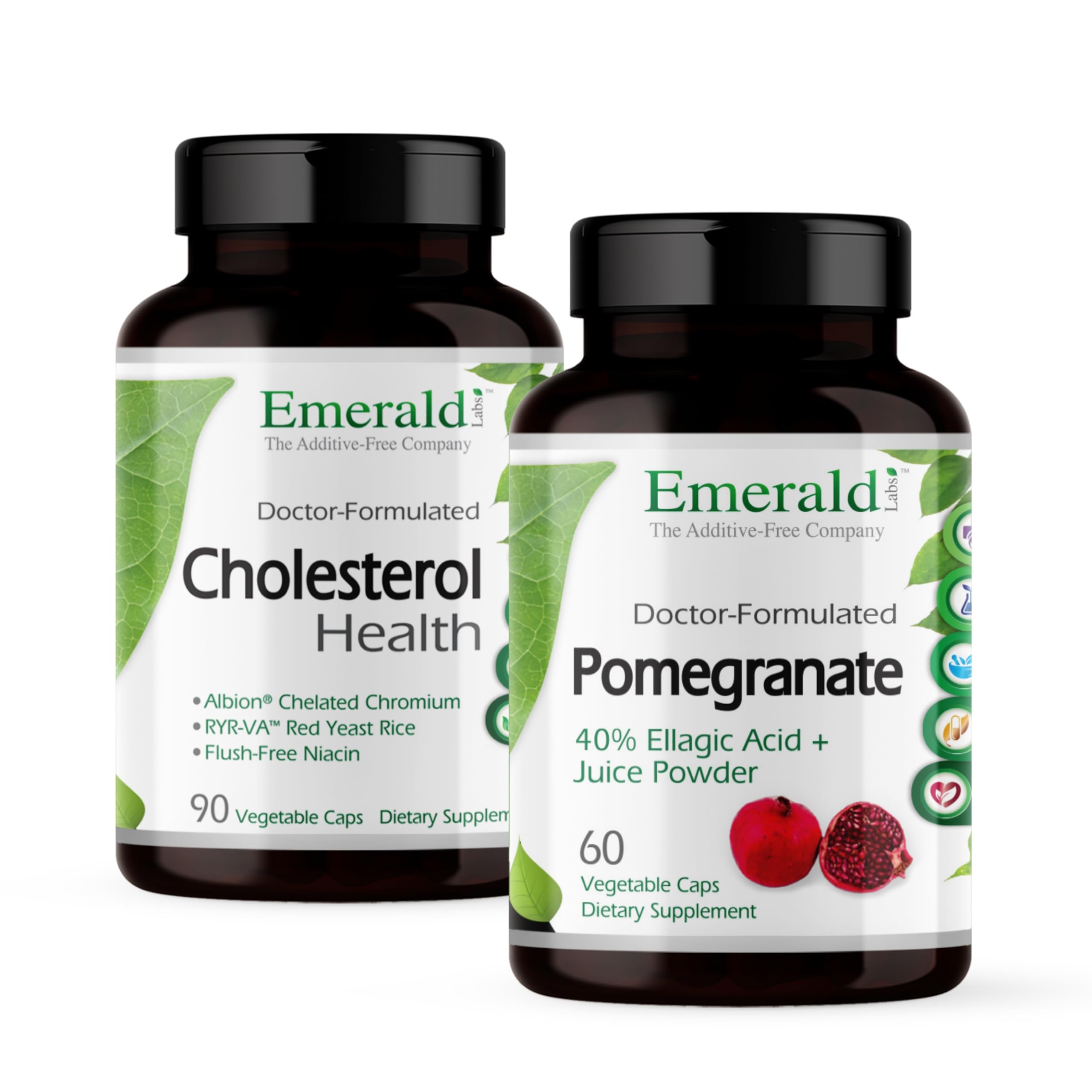 EMERALD LABS Cholesterol Health (90 Caps) & Pomegranate Extract (60 Caps) - Supports Heart Health & Immune Function - Gluten Free & Vegan EMERALD LABS uk supplements