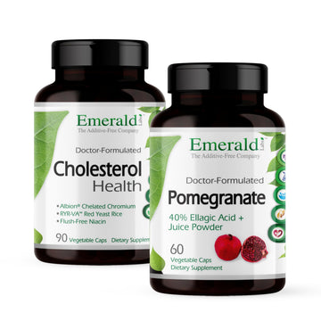 EMERALD LABS Cholesterol Health (90 Caps) & Pomegranate Extract (60 Caps) - Supports Heart Health & Immune Function - Gluten Free & Vegan EMERALD LABS uk supplements