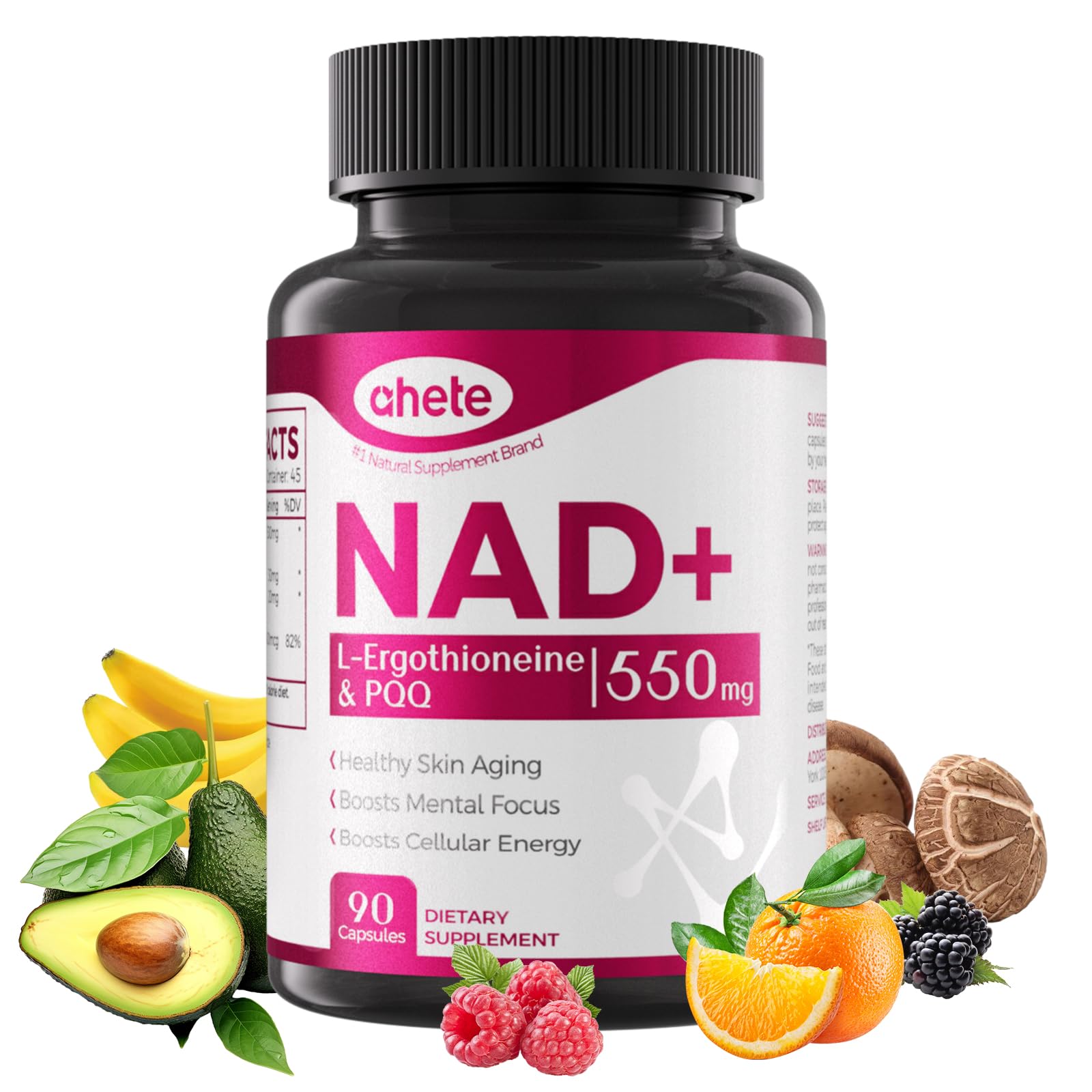 Ahete NAD Supplement with L-Ergothioneine, PQQ, Vitamin B6, and NMNH Supplement - for Cellular Health, Energy Support and Healthy Aging for Women & Men - Vegetarian, Non-GMO, Gluten Free- 90 Capsules Ahete uk supplements