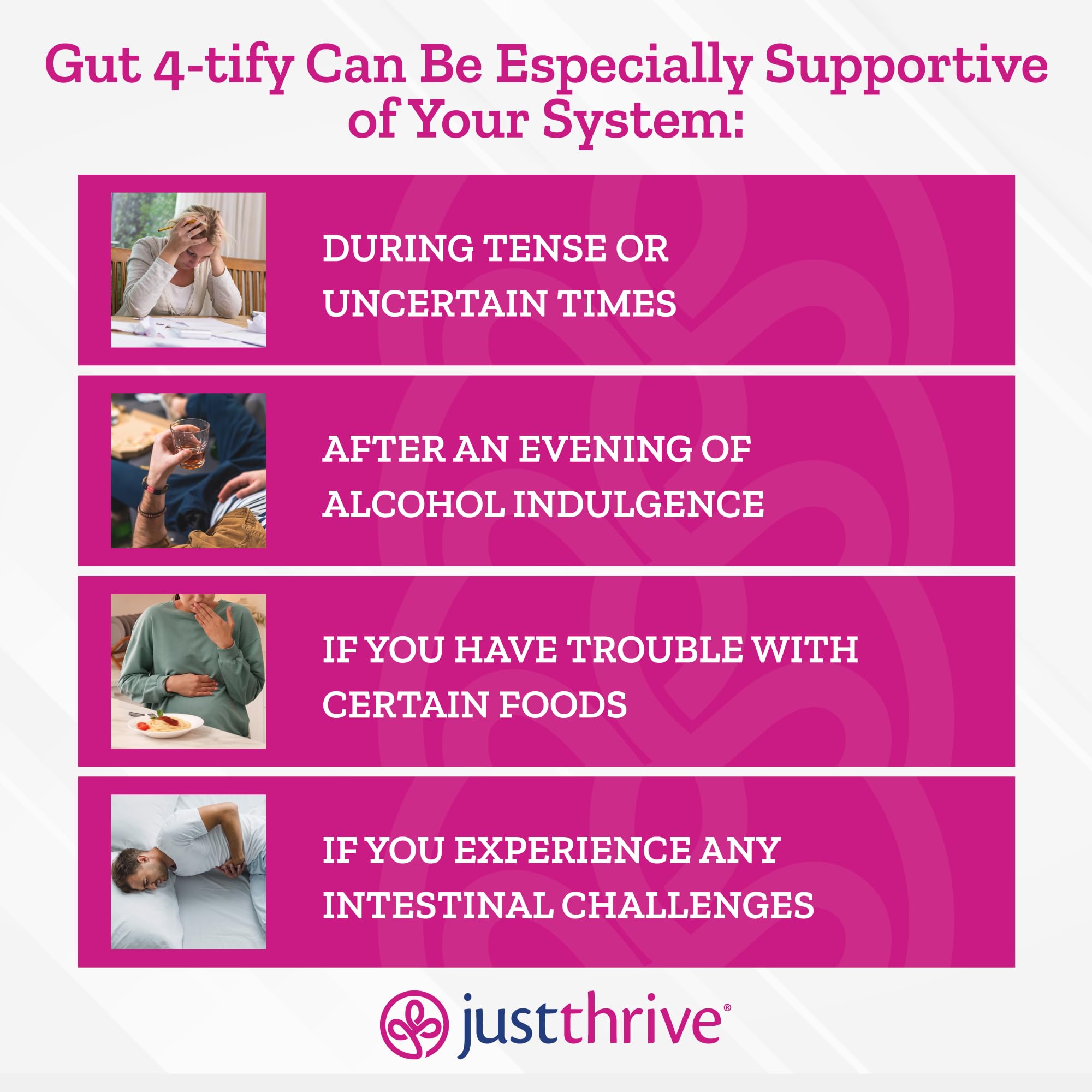 Just Thrive Gut 4-tify - Gut Health Supplements for Women and Men - Anti Bloat, 90 Vegetable Capsules Just Thrive uk supplements