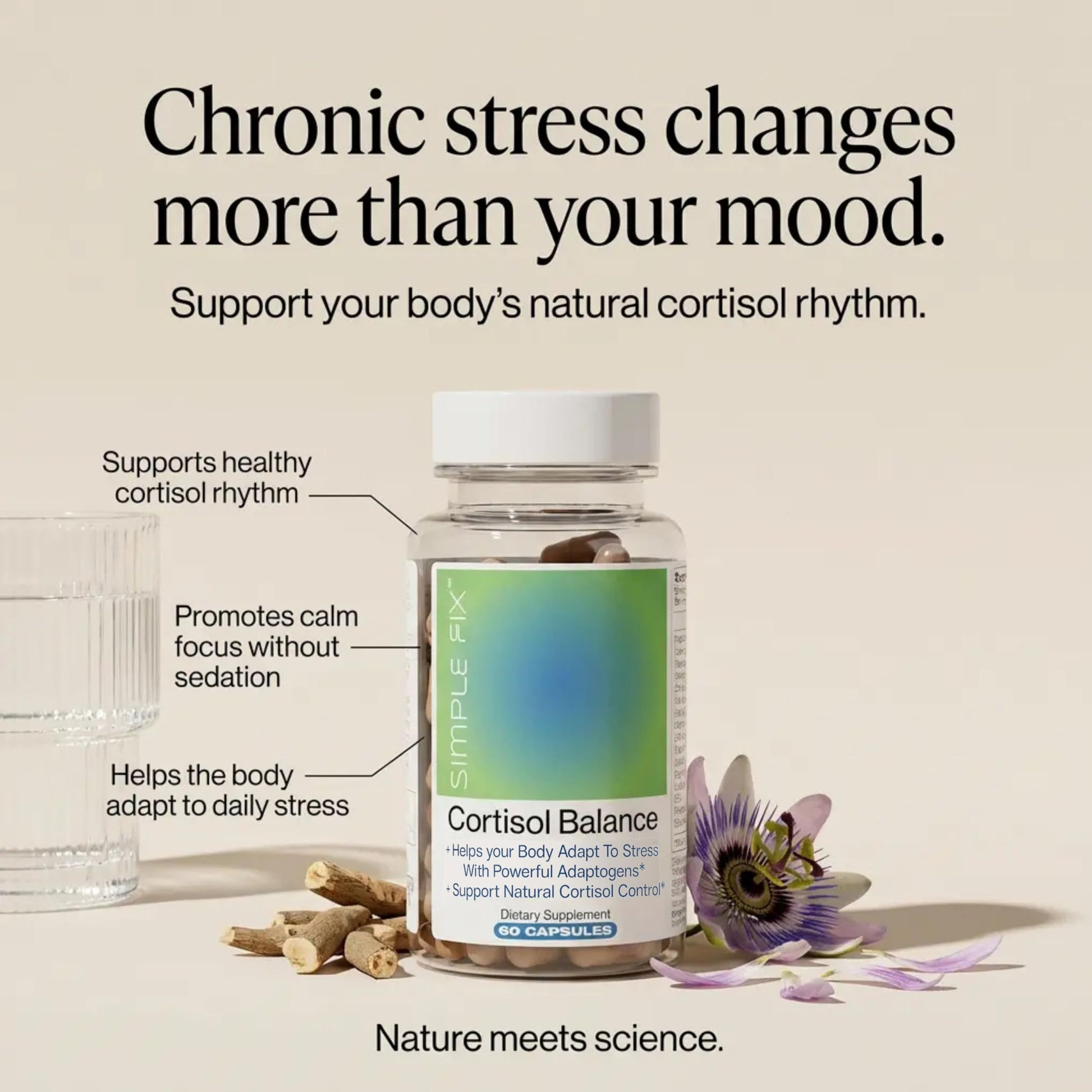 The Simple Fix Cortisol Balance Supplement – Supports Stress, Focus & Daily Energy – with Ashwagandha, Rhodiola Rosea, L-Theanine, Magnesium, Zinc & B6 – Adaptogen Formula – Vegan Capsules The Simple Fix uk supplements