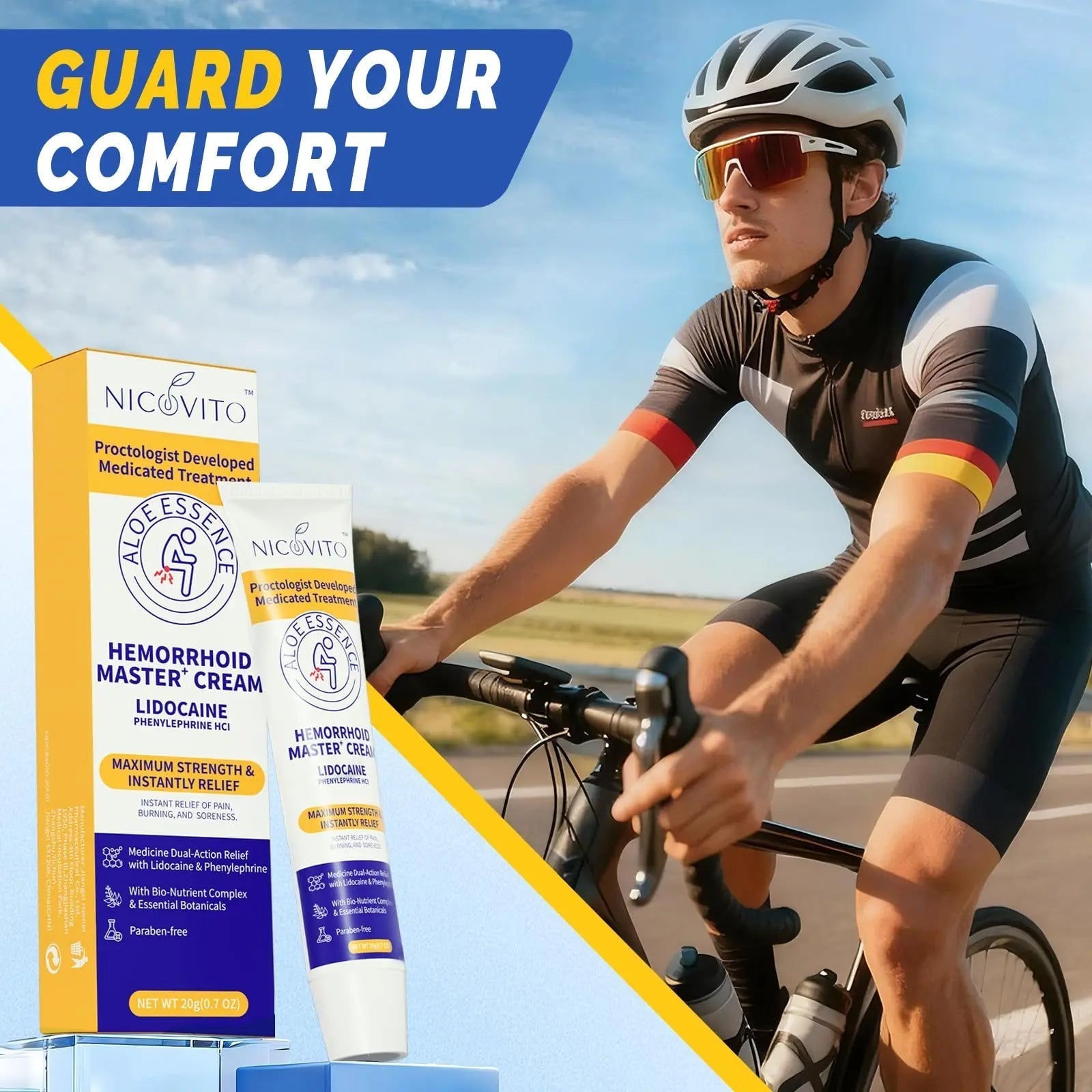 NICOVITO Hemorrhoid & Fissure Treatment Cream, 4% Lidocaine & Phenylephrine HCl Ointment, Maximum Strength Fast Relief for Pain, Itching & Swelling, External Use (0.7 oz) NICOVITO uk supplements