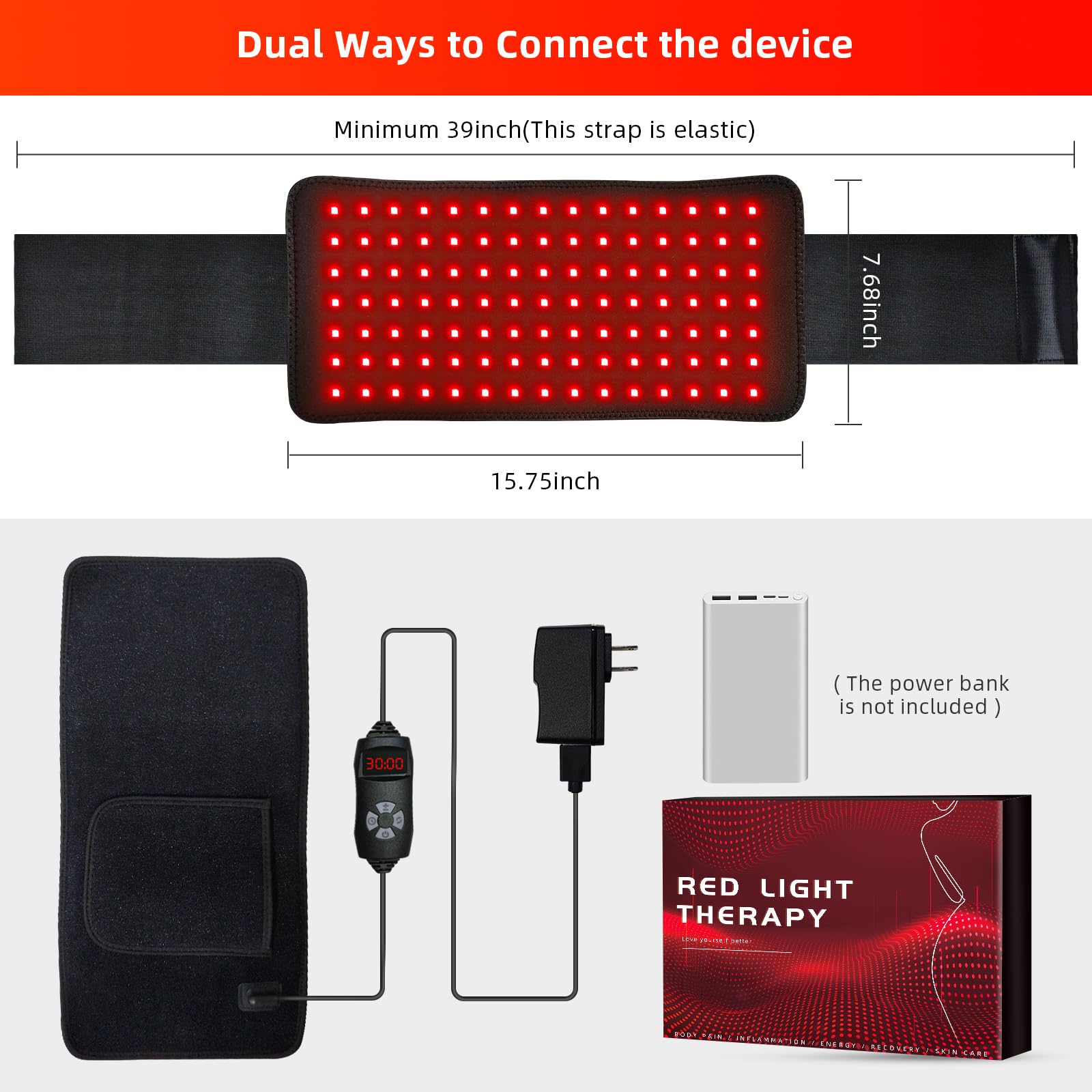 Red Light Therapy Infrared Light Therapy Heating Wrap Belt for Body Back Knee Shoulder Waist Muscle Pain AKYSUN uk supplements