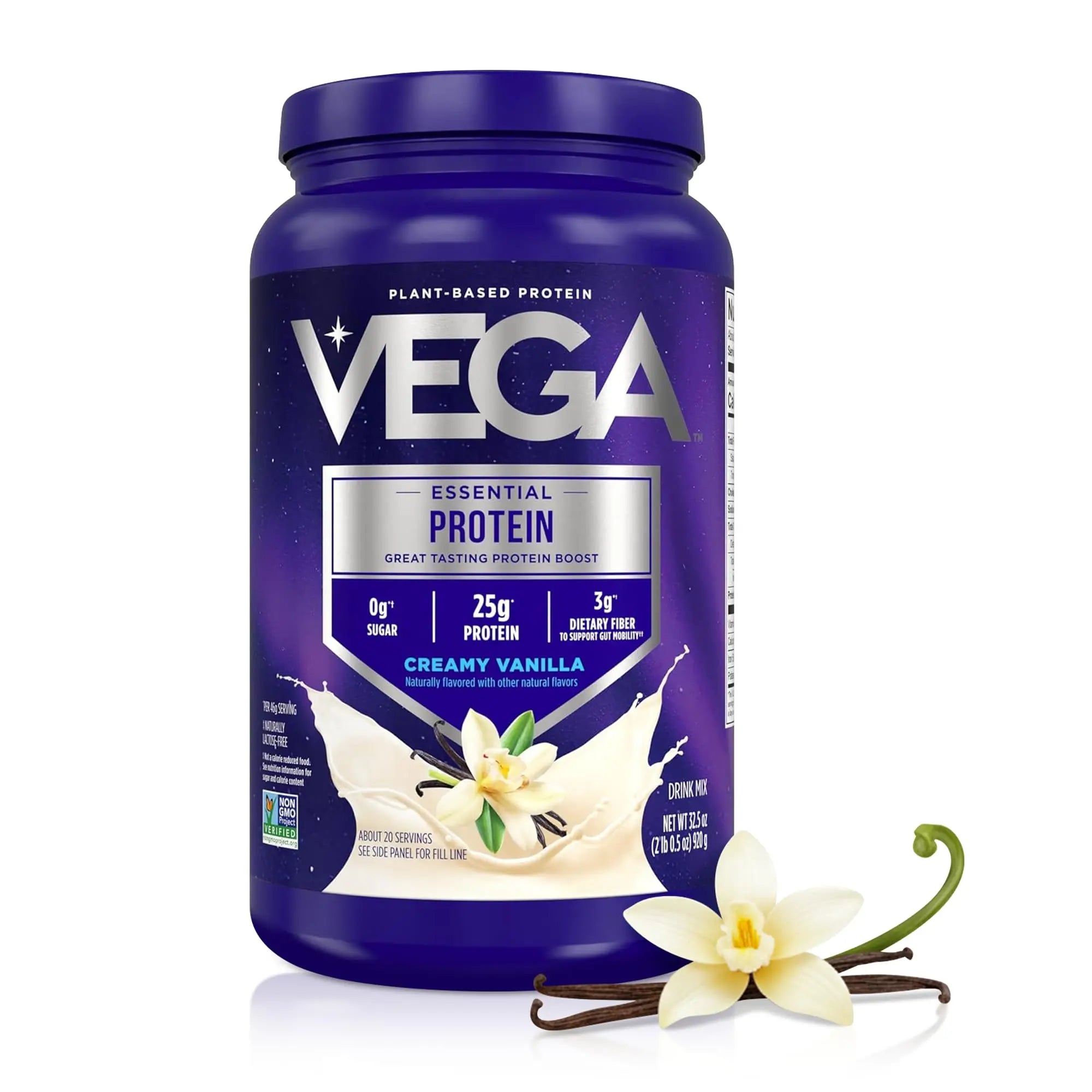 Vega Essential Protein – 25g Plant Based Protein Powder, Creamy Vanilla, Vegan for a Dairy-Free Vanilla Shake – Large Tub, 32.5oz (20 Servings) Vega uk supplements