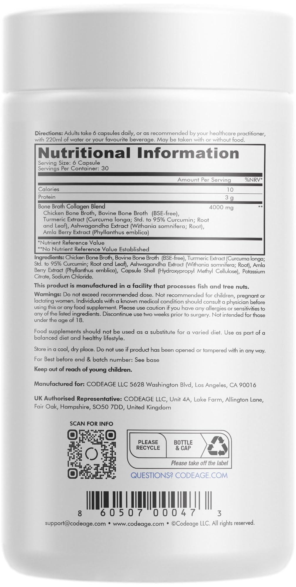 Codeage Bone Broth Collagen Capsules Grass Fed - Pasture Raised Chicken Bone Broth Collagen Codeage uk supplements