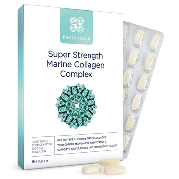 Healthspan 1,000mg Marine Collagen Complex 60 Tablets | 800mg Type I + 200mg Type II Collagen healthspan uk supplements