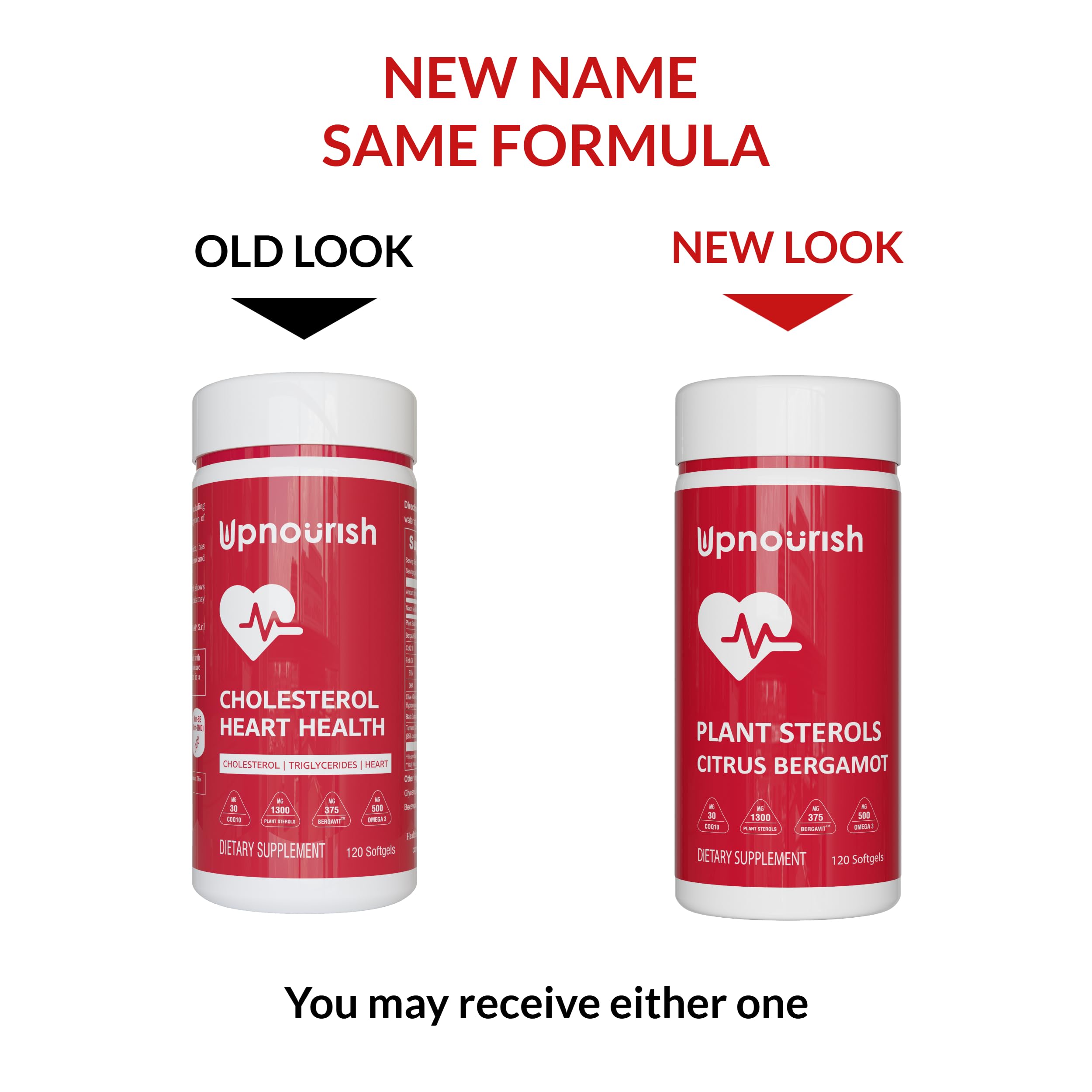 UpNourish Plant Sterols Citrus Bergamot Supplement for High Cholesterol with CoQ10, Omega 3, Olive Leaf, Turmeric Curcumin, Black Garlic and Niacin - 120 Softgels UpNourish uk supplements