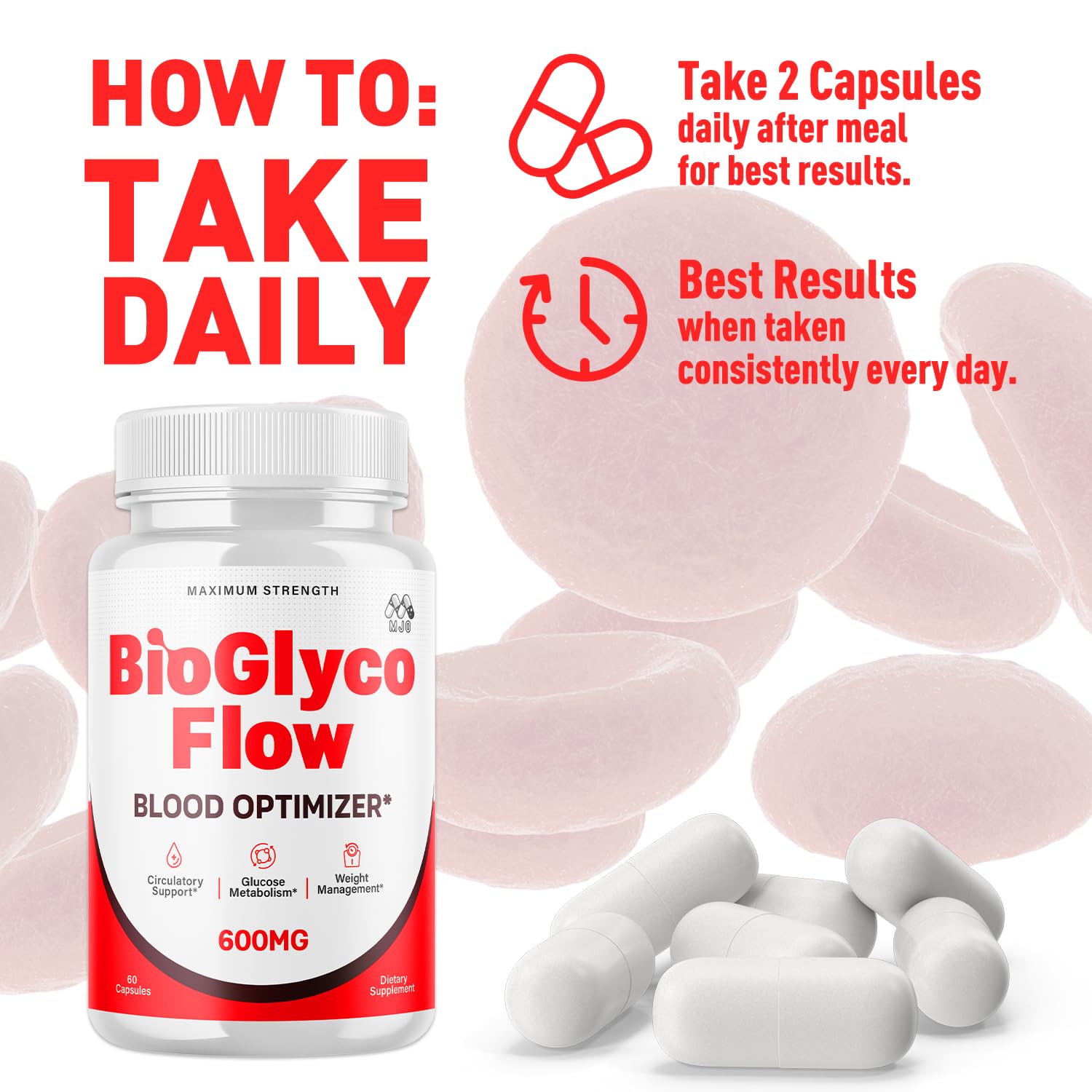 BioGlyco Flow Capsules, Official BioGlyco Flow Pills with All Natural Ingredients, Advanced Overall Health & Wellness Support in a Vitamin Supplement with Maximum Strength Multivitamins (60 Capsules) MJO uk supplements