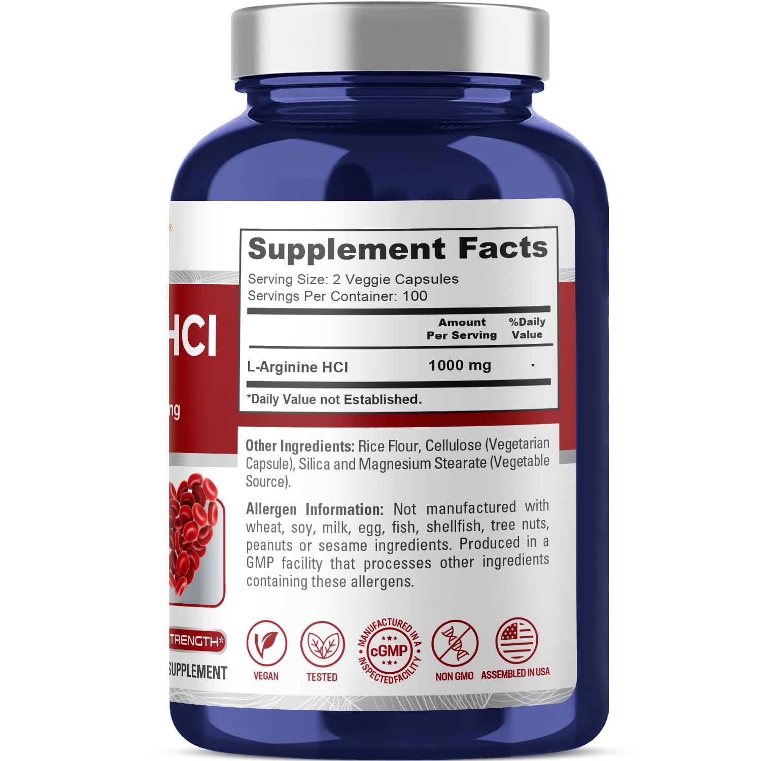 NusaPure L-Arginine 1000 mg 200 Veggie Capsules (Non-GMO, Vegetarian, Vegan) NusaPure uk supplements