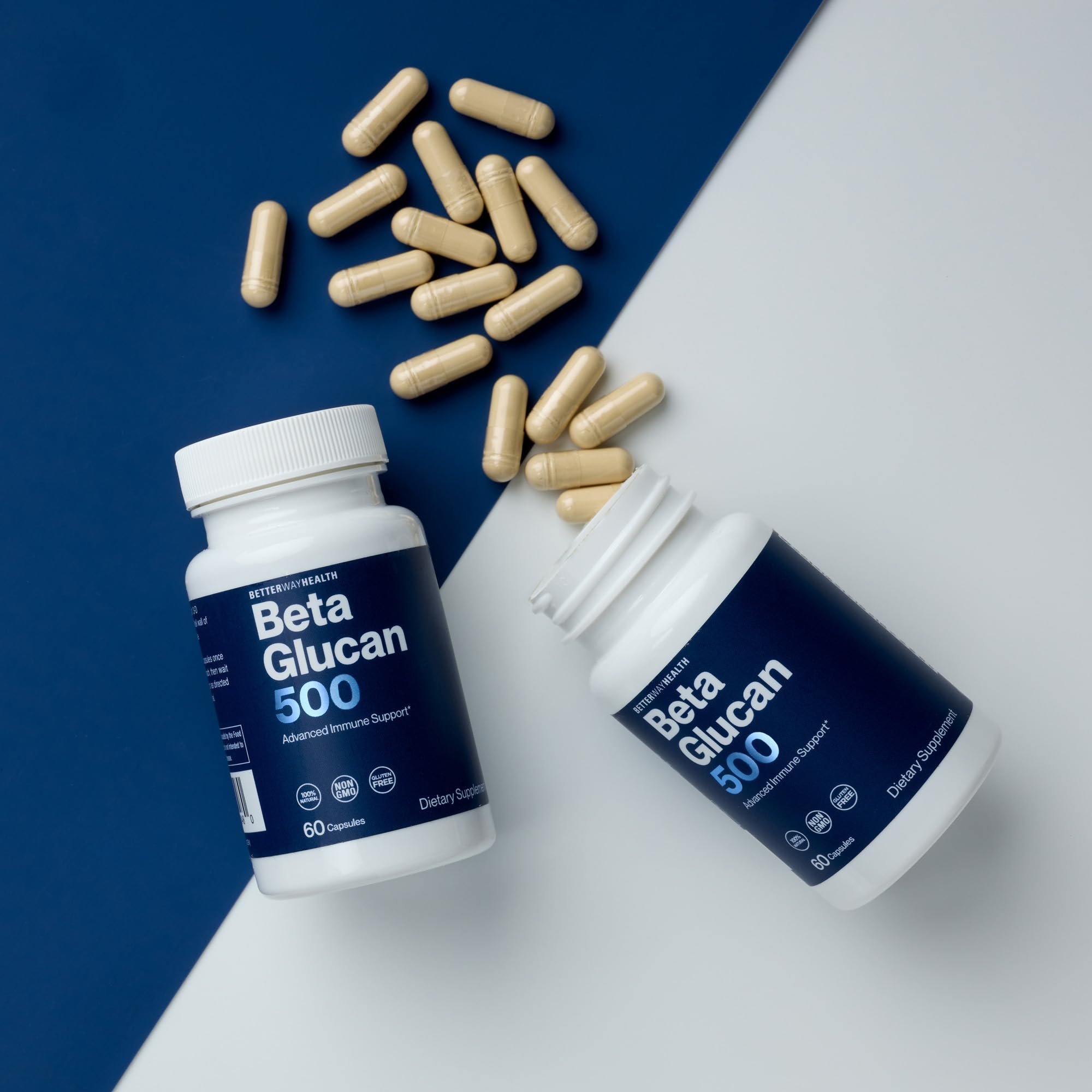 Better Way Health™ - Advanced Immune Readiness - Highly Purified 1,3/1,6 Beta Glucan 500 - Clinically Tested Immune Defense - 500mg/60 Capsules (Pack of 1) Better Way Health uk supplements
