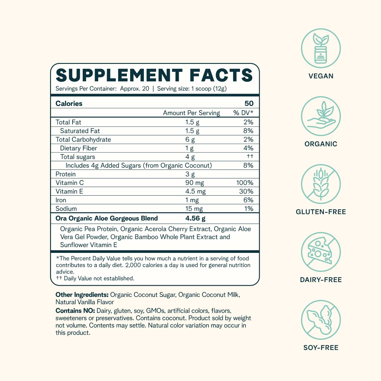 Ora Organic Vegan Collagen-Boosting Powder for Women and Men - Hair, Skin, & Nails Support - Bamboo Silica, Plant-Based Protein, Organic Vitamin C, Aloe Vera - Vanilla Flavor, 20 Servings Ora Organic uk supplements