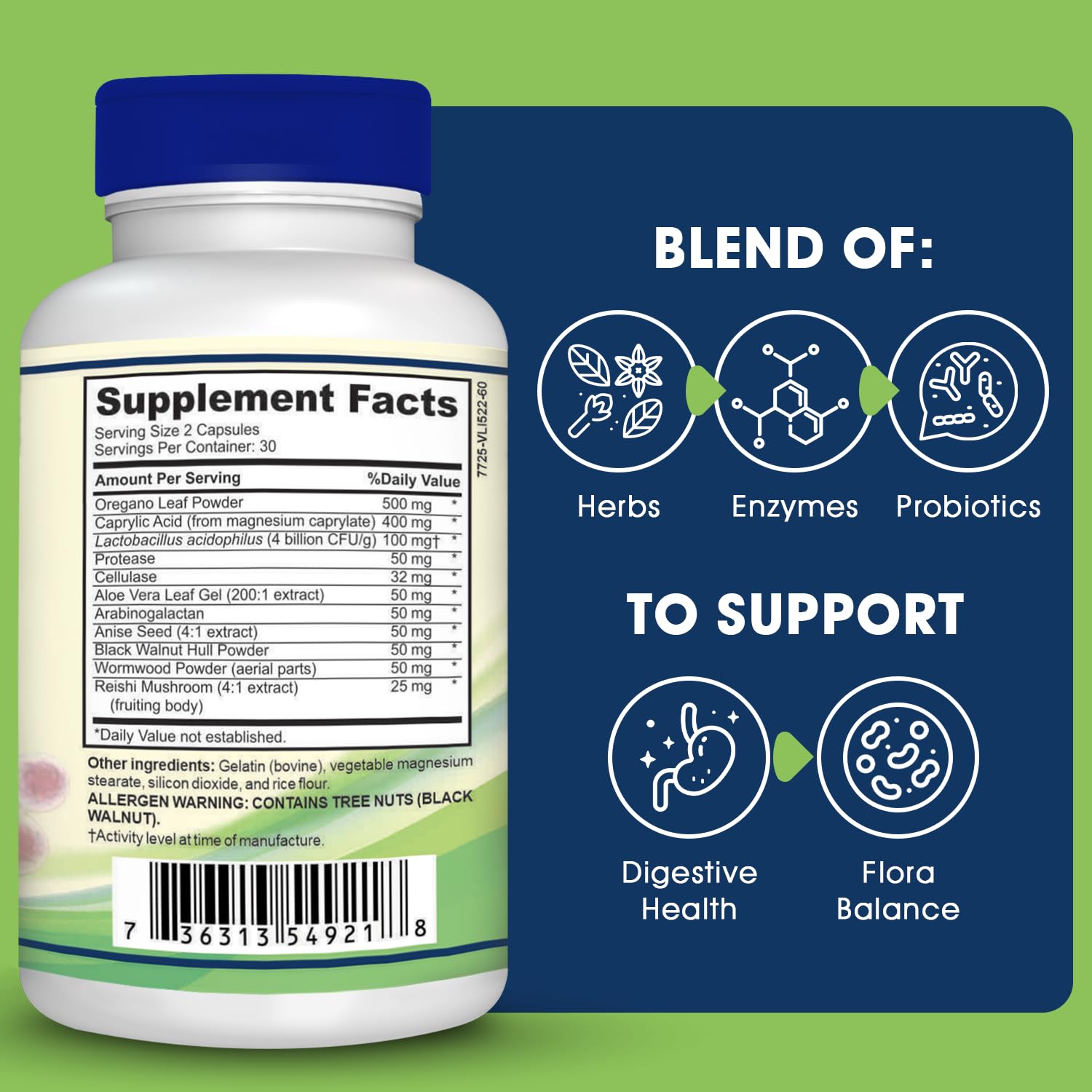 Candida Cleanse Support and Detox with Natural Herbs, probiotics and Oregano Oil Horizon Supplements uk supplements