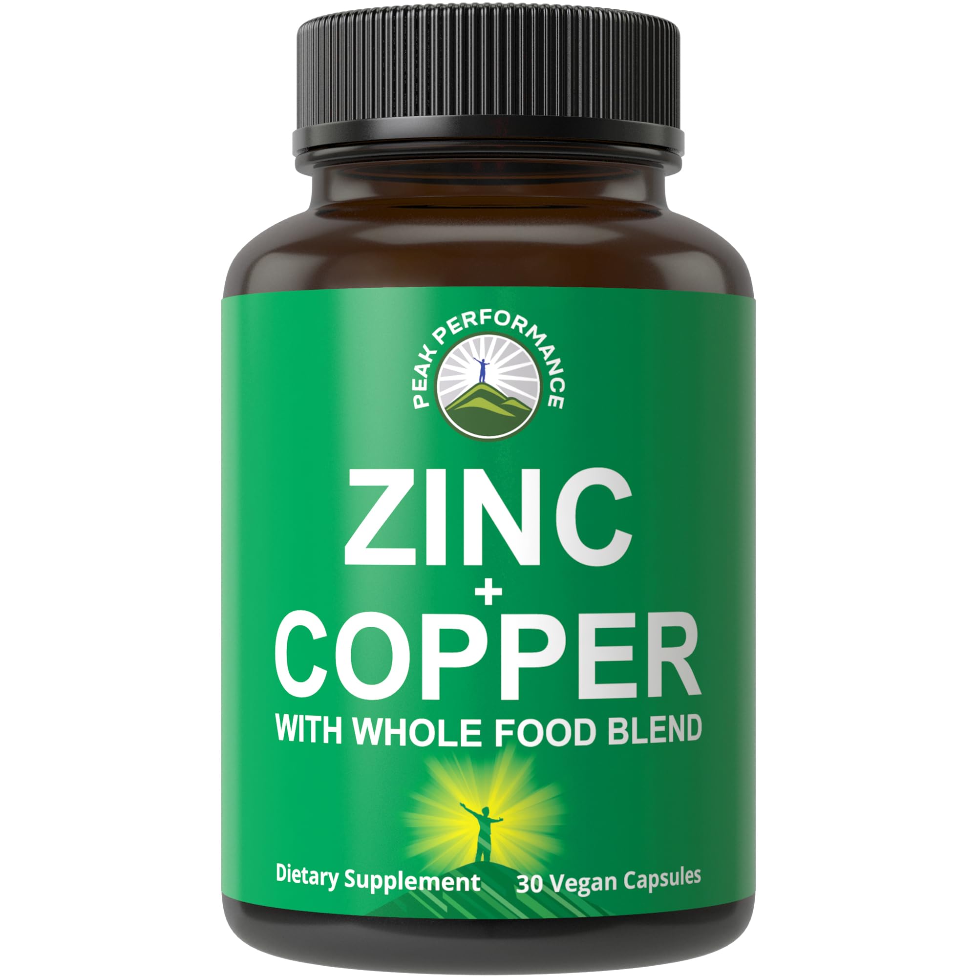 Zinc with Copper + Whole Food Blend of 25 Vegetables and Fruits for Max Absorption. Immune Support Supplement Capsules. Two Essential Minerals for Immunity. Zinc Vitamin Pills for Men and Women. Peak Performance uk supplements