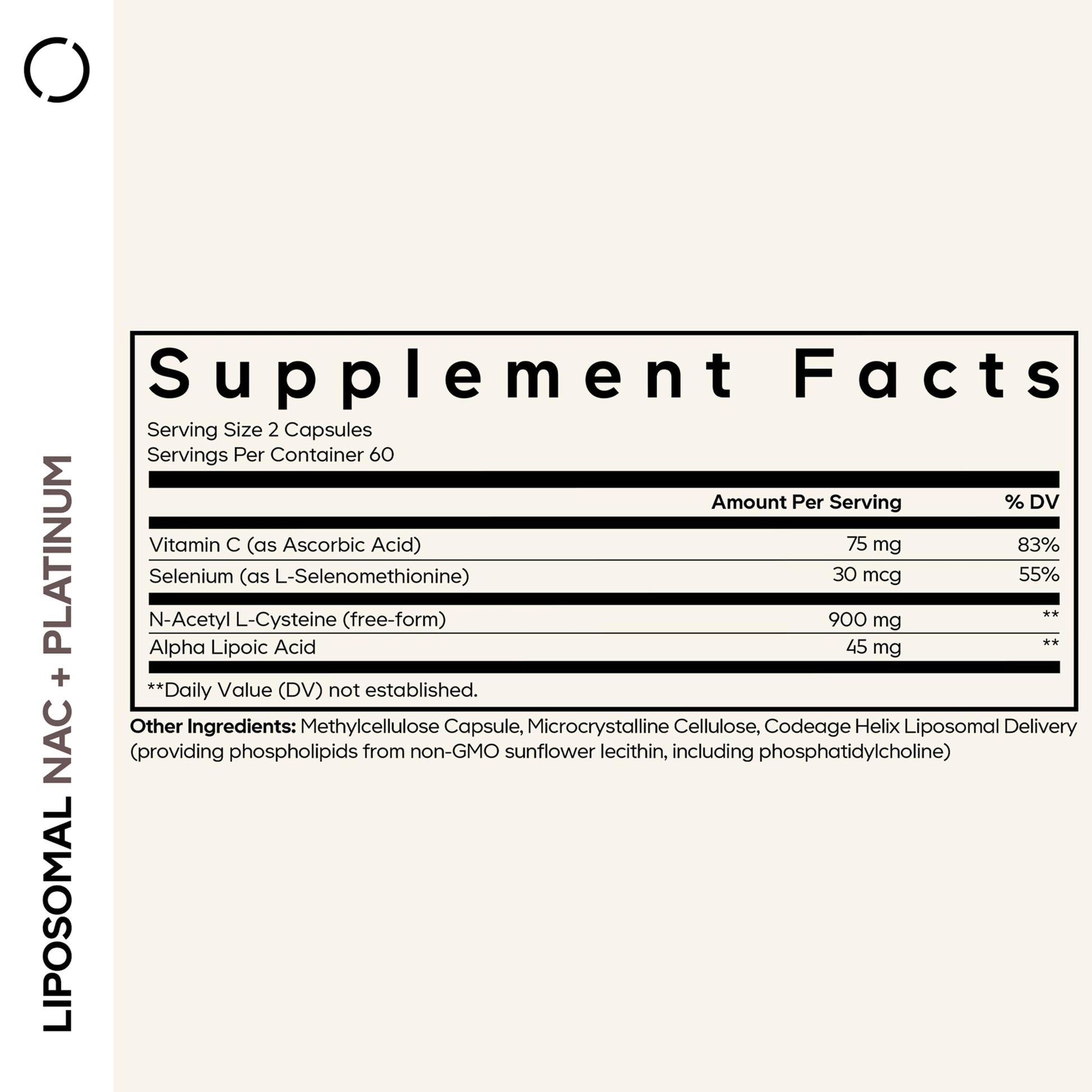 Codeage Liposomal NAC+ Platinum - N-Acetyl L-Cysteine, Vitamin C, Alpha Lipoic Acid, Selenium - 2-Month Supply - Helix Liposomal Delivery - Phospholipid - Non-GMO NAC Dietary Supplement - 120 Capsules Codeage uk supplements