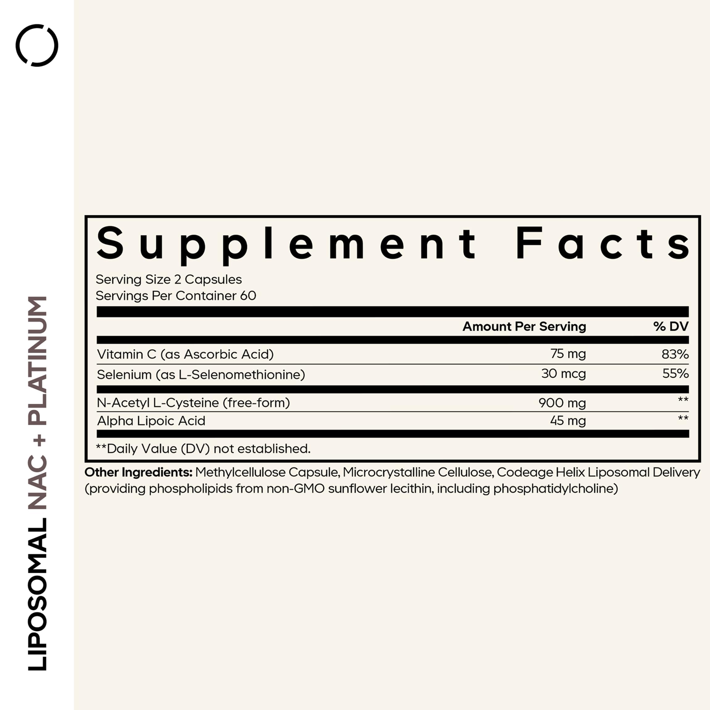 Codeage Liposomal NAC+ Platinum - N-Acetyl L-Cysteine, Vitamin C, Alpha Lipoic Acid, Selenium - 2-Month Supply - Helix Liposomal Delivery - Phospholipid - Non-GMO NAC Dietary Supplement - 120 Capsules Codeage uk supplements