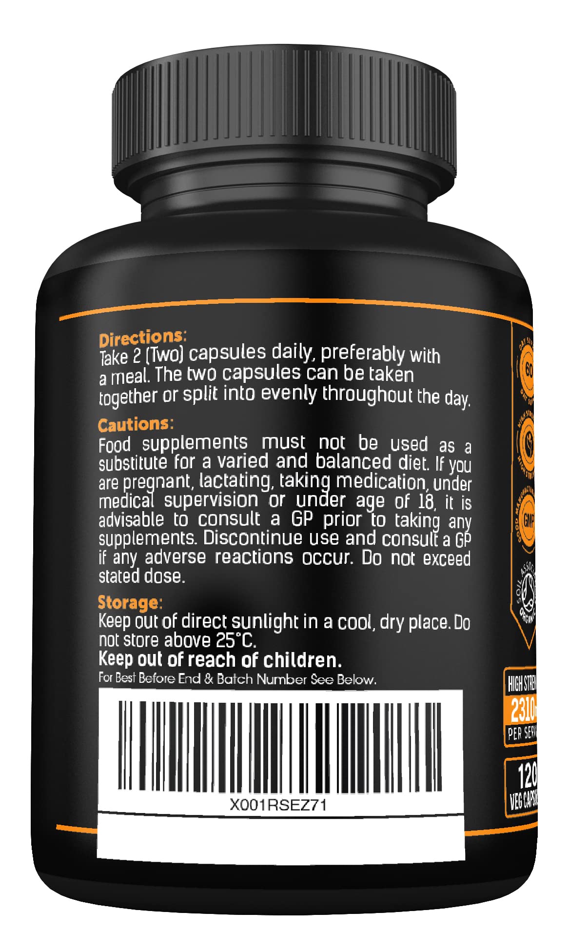 Organic Ashwagandha Capsules 1200mg Boosted with 100mg of Organic KSM-66 SS Sport Supplies uk supplements