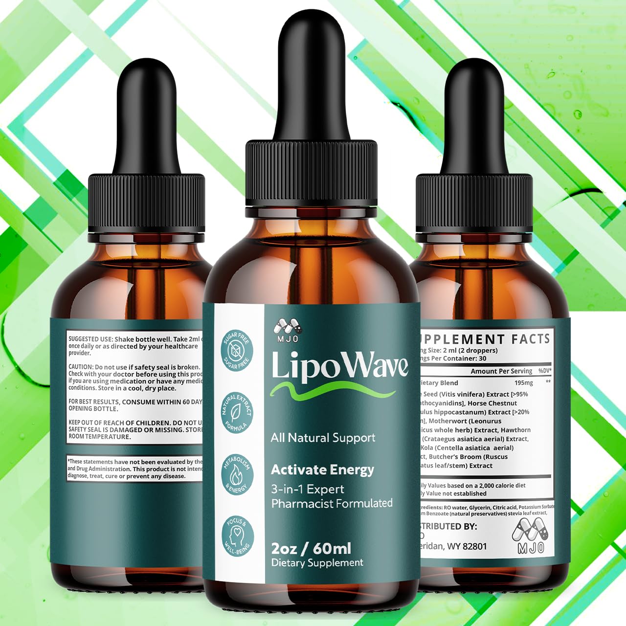 (2 Pack) Lipowave Drops, Official LipoWave Drops with All Natural Ingredients, Advanced Overall Health and Wellness Vitamin Supplement Formula for Maximum Strength Multivitamin Support (60 Servings) MJO uk supplements