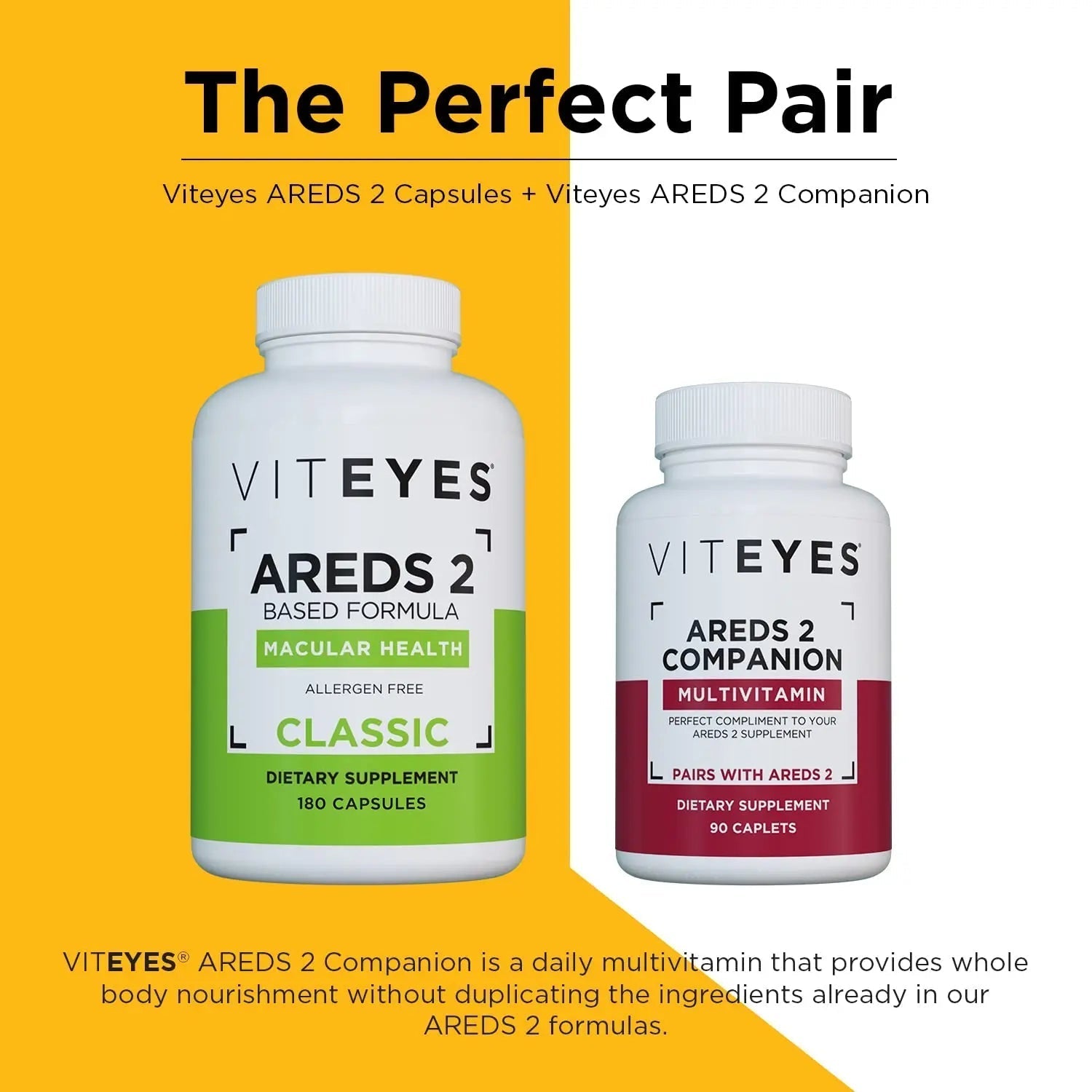 Viteyes AREDS 2 Capsules and Viteyes Multivitamin AREDS 2 Companion, Single Daily Dose Eye Vitamins, 3 Month Supply Viteyes uk supplements
