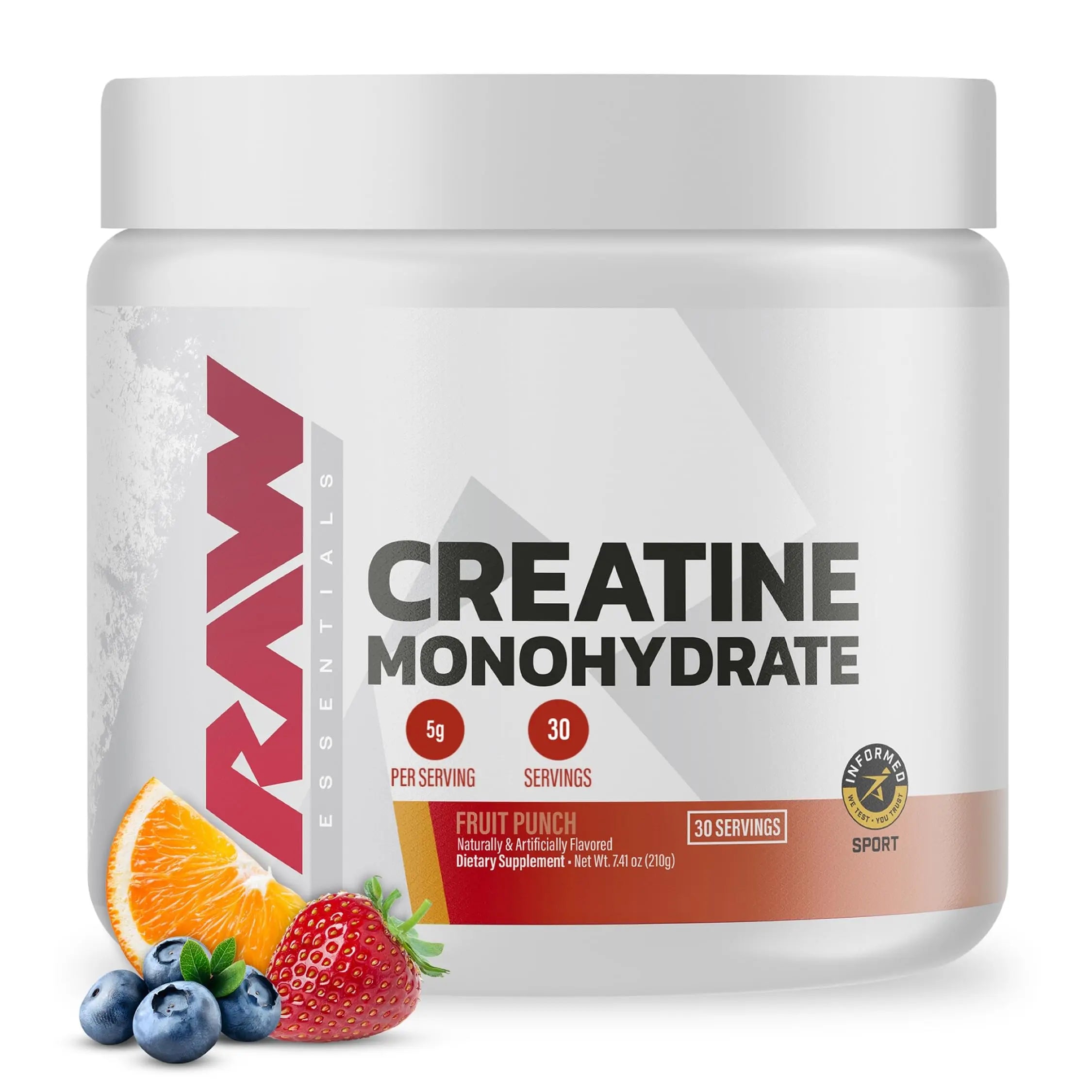 RAW Nutrition Creatine Monohydrate Powder, Fruit Punch (30 Servings) - Micronized Creatine Monohydrate Supplement for Workout Performance, Build Muscle & Strength RAW uk supplements