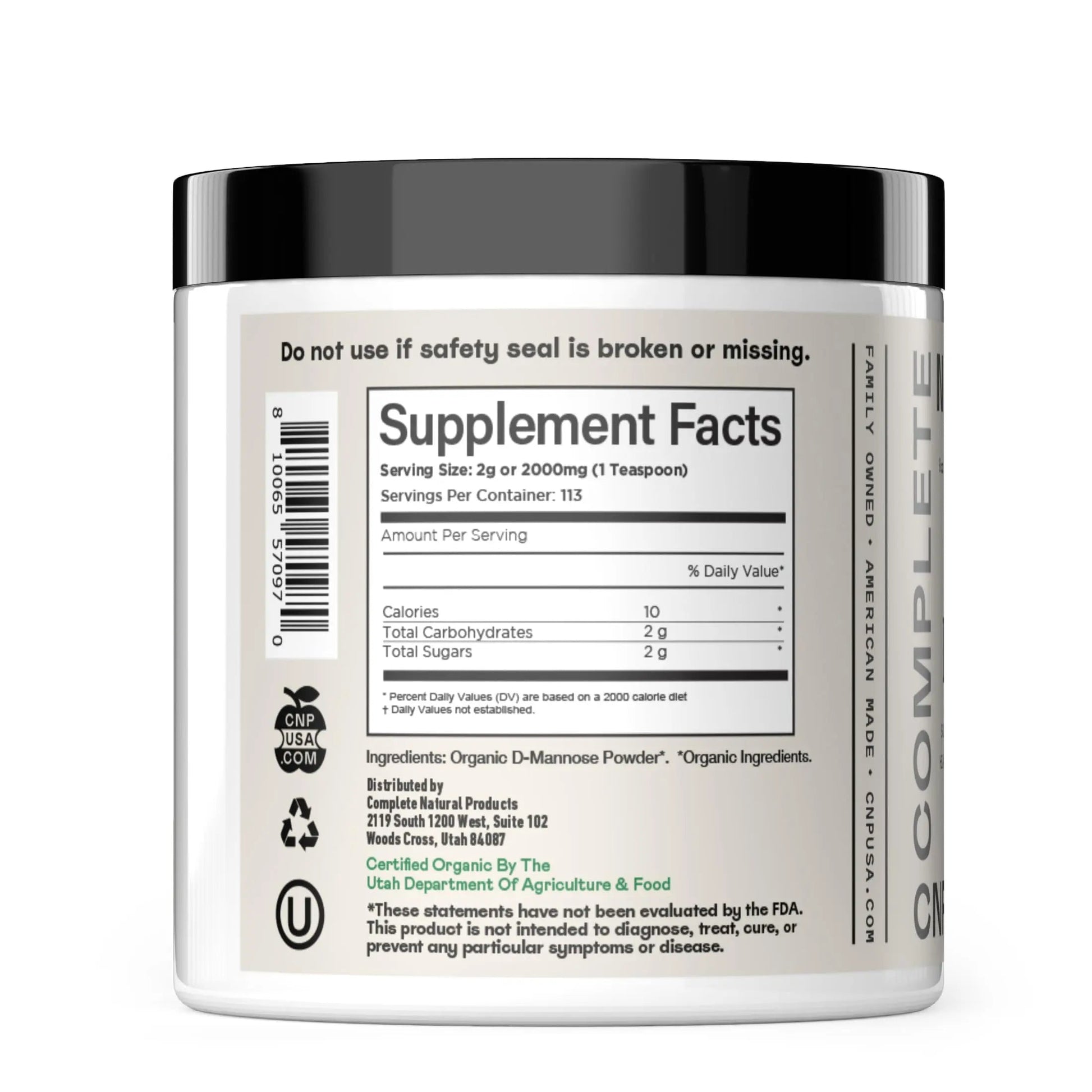 CNP Organic D Mannose Powder 2000mg - Powder D Mannose Supplement for UTI Support, Pure D-Mannose Powder from Guar Beans, Vegan Non GMO Clean Formula, Bladder Urinary Tract Health Supplement Use Complete Natural Products uk supplements