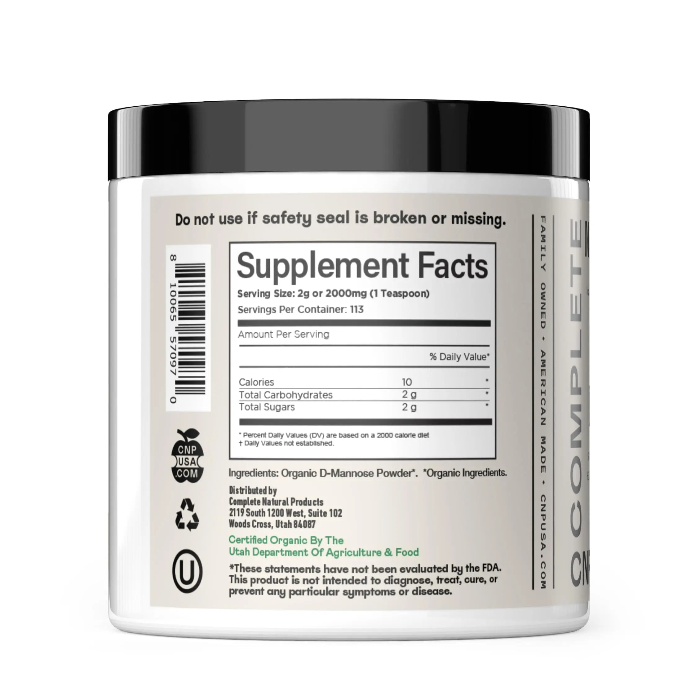 CNP Organic D Mannose Powder 2000mg - Powder D Mannose Supplement for UTI Support, Pure D-Mannose Powder from Guar Beans, Vegan Non GMO Clean Formula, Bladder Urinary Tract Health Supplement Use Complete Natural Products uk supplements