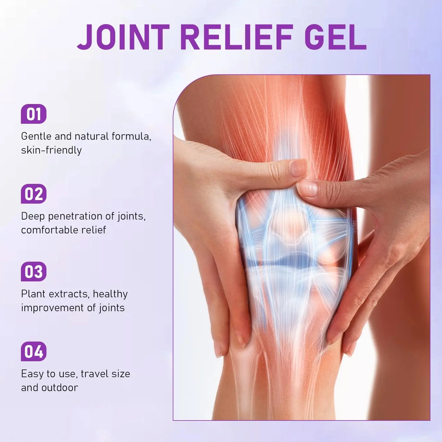 Soothing Relief Massage Gel, Joint Gel Purple Gel Cooling Activities Throughout The Body, Soothing Knees, Lumbar, Neck, Back, Shoulders, Hands, and Feet iaredon uk supplements