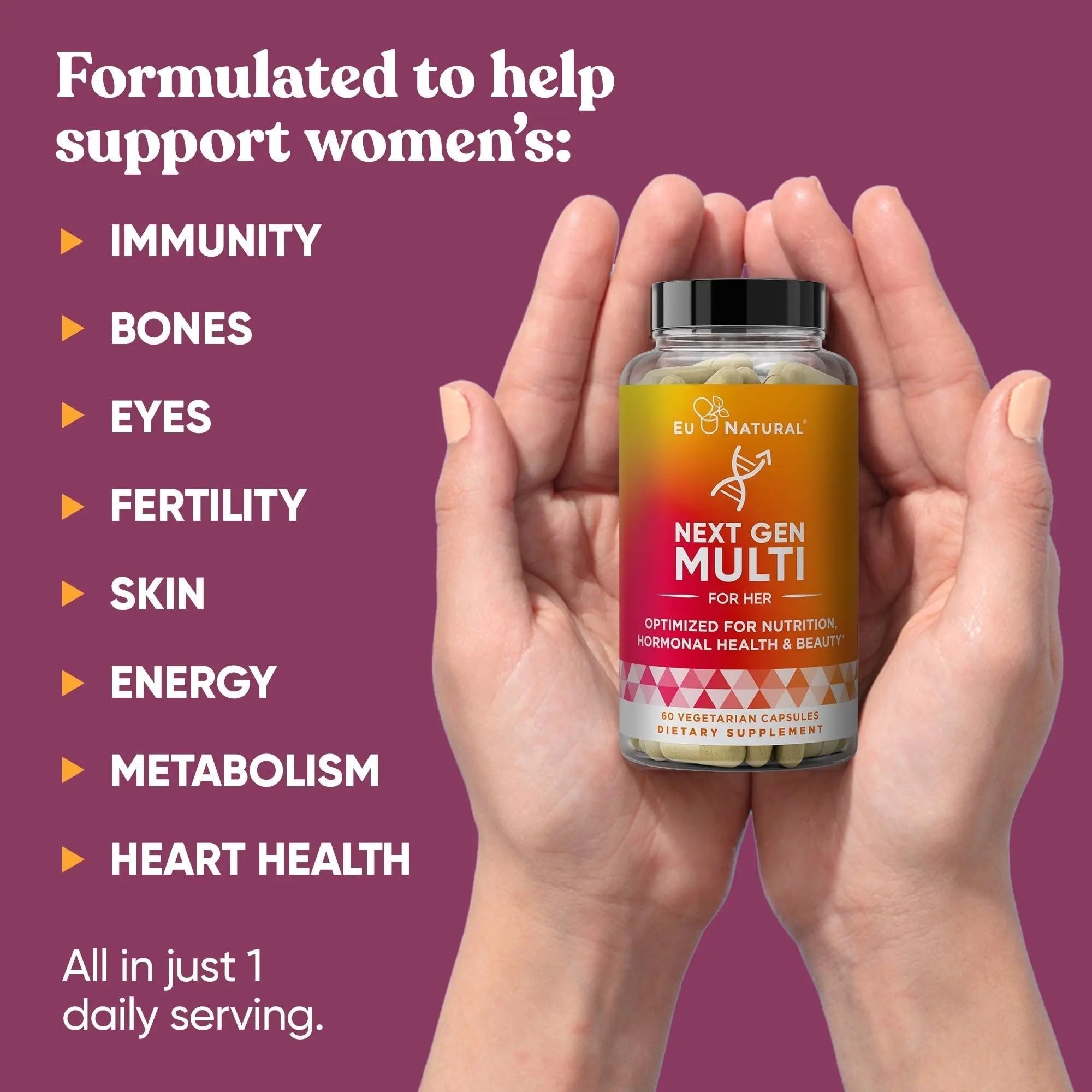 Next Gen Multivitamin for Women – 22 Optimized Vitamins for Immunity, Beauty, Brain, Energy, Bones and Heart – Vitamin C, D, E, K, Iron, B6 and DHA Eu Natural uk supplements