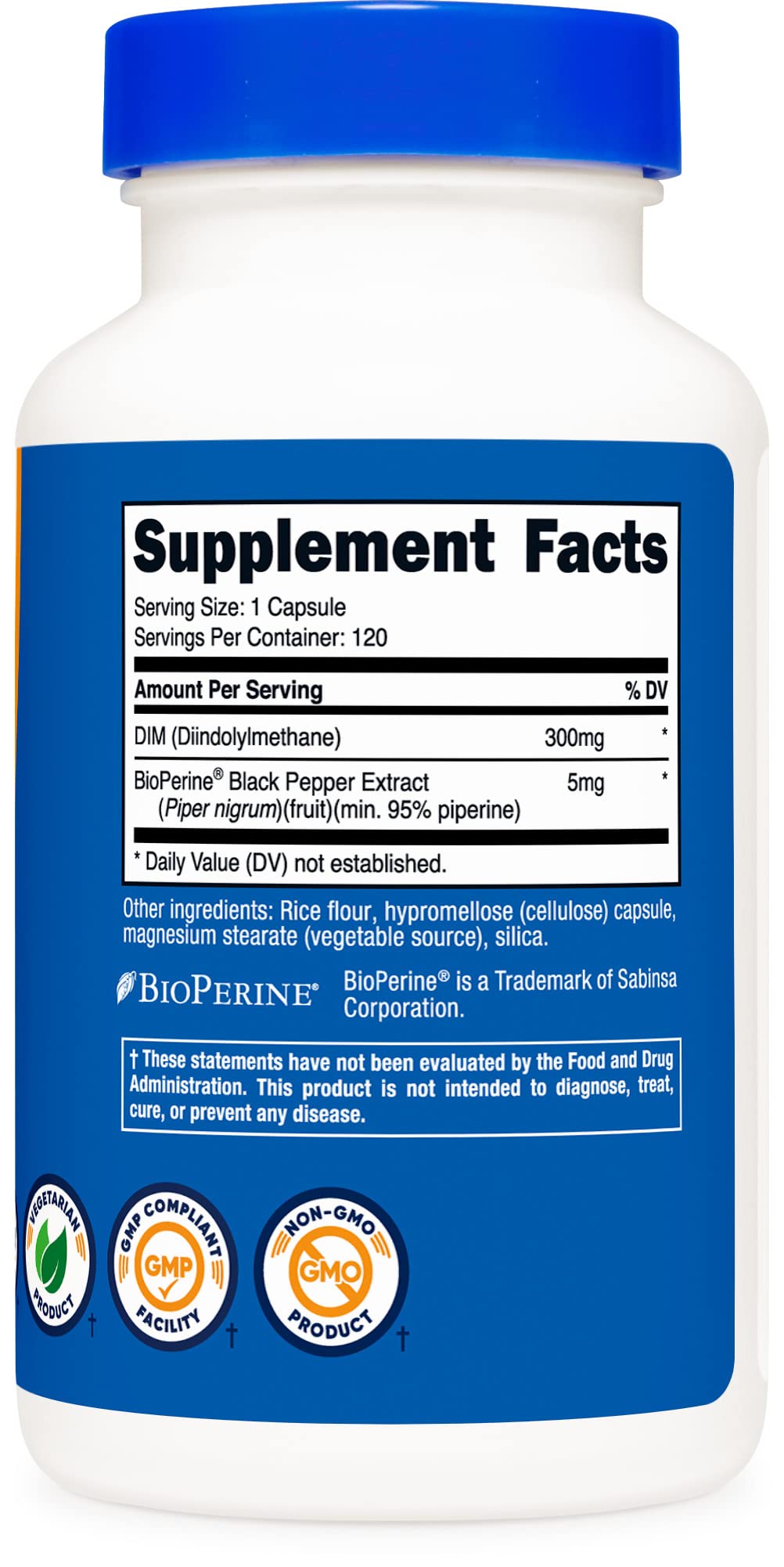 Nutricost DIM (Diindolylmethane) Plus BioPerine 300mg, 120 Vegetarian Capsules Nutricost uk supplements