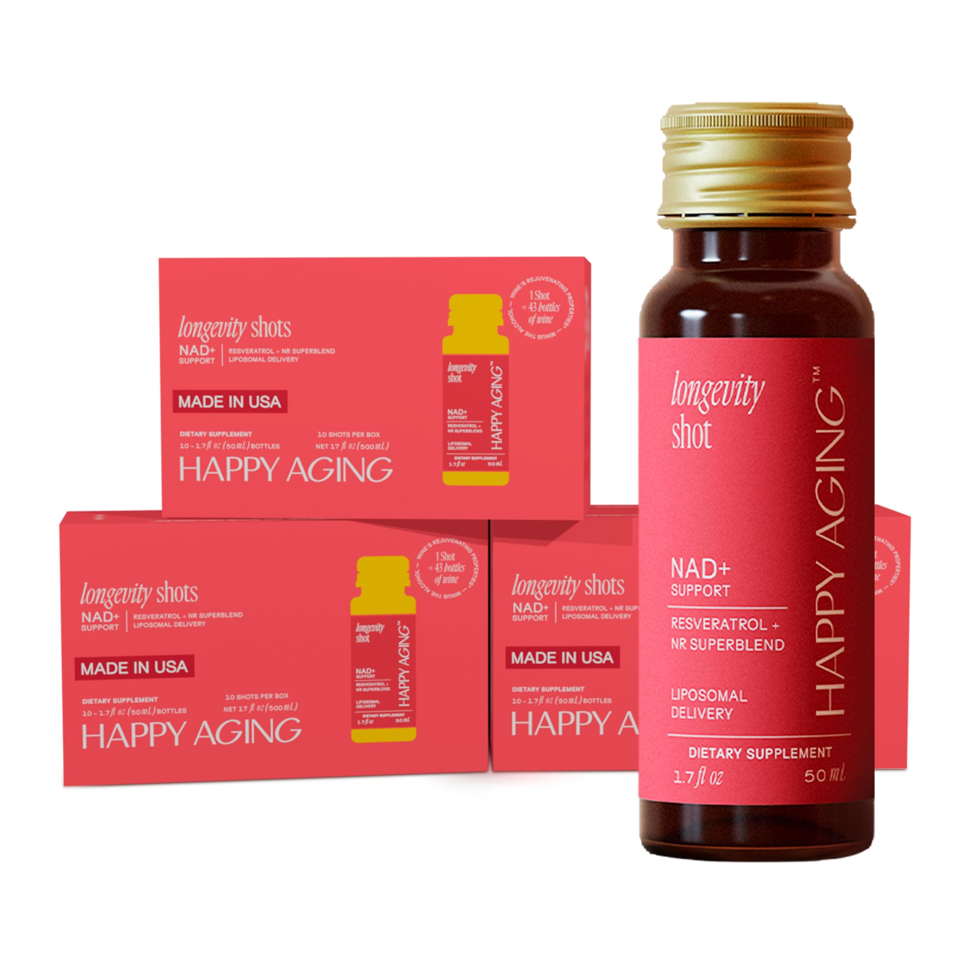 Happy Aging Liquid NAD+ Resveratrol Supplement, NMN Alternative, Liposomal Nicotinamide Riboside & Antioxidants for Energy Support, Brain Health, Firm Skin, Twice Weekly Use, 30 Shots Happy Aging uk supplements
