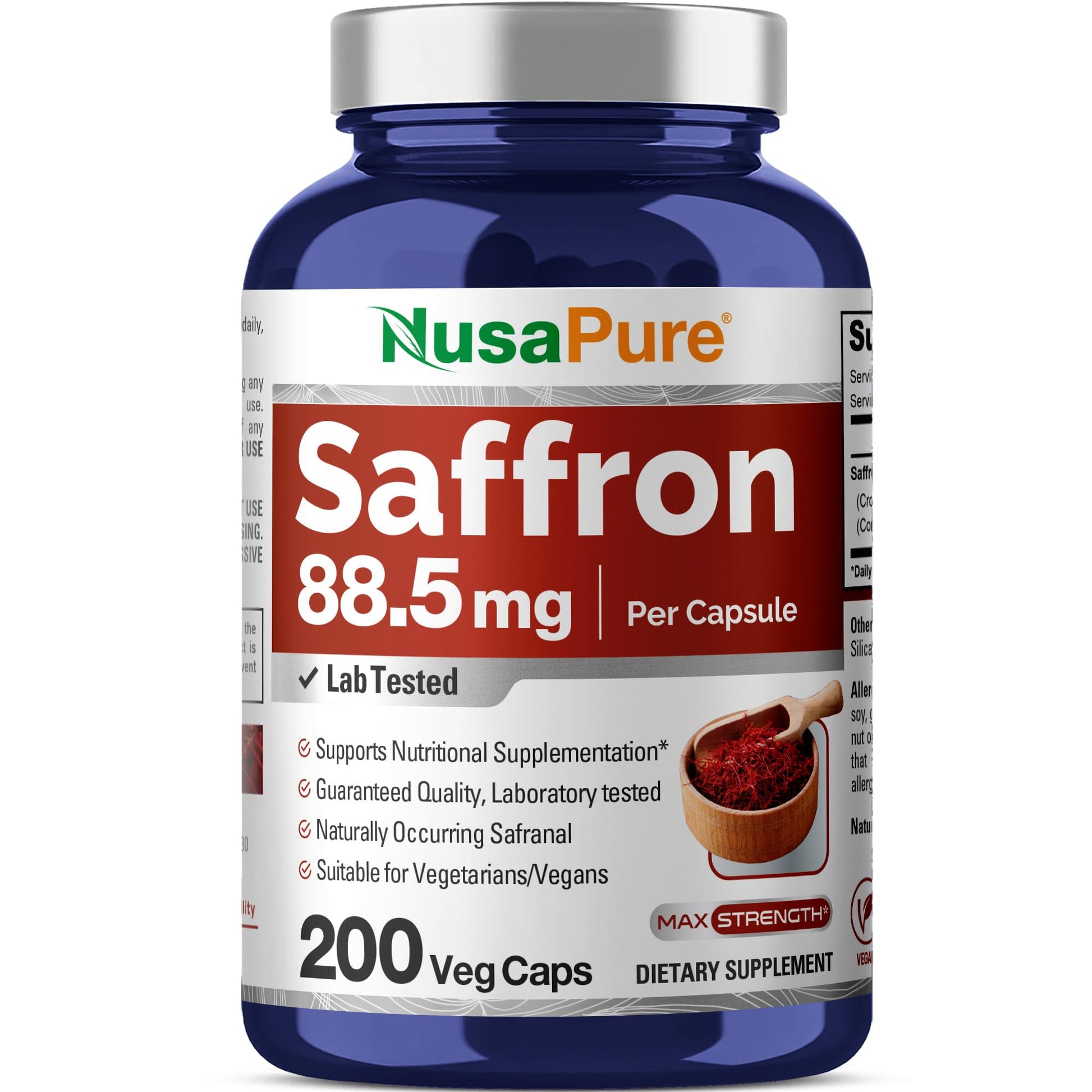 NusaPure Saffron Extract 88.5mg 200 Veggie Caps (Vegetarian, Non-GMO, Vegan) NusaPure uk supplements