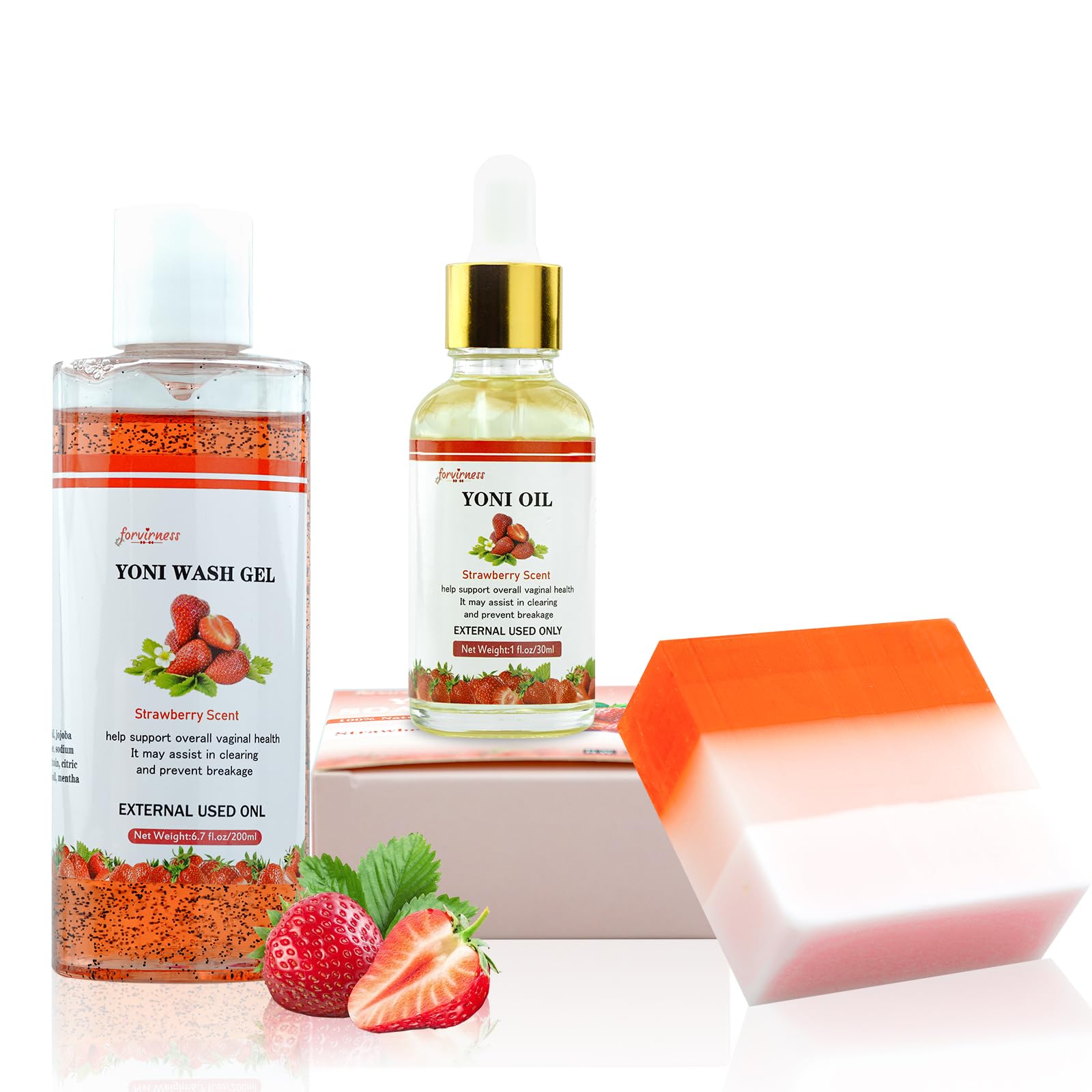 Yoni Wash Yoni Oil Yoni Bar Soap for Women PH Balance, Strawberry Body Oil, Feminine Wash forvirness uk supplements
