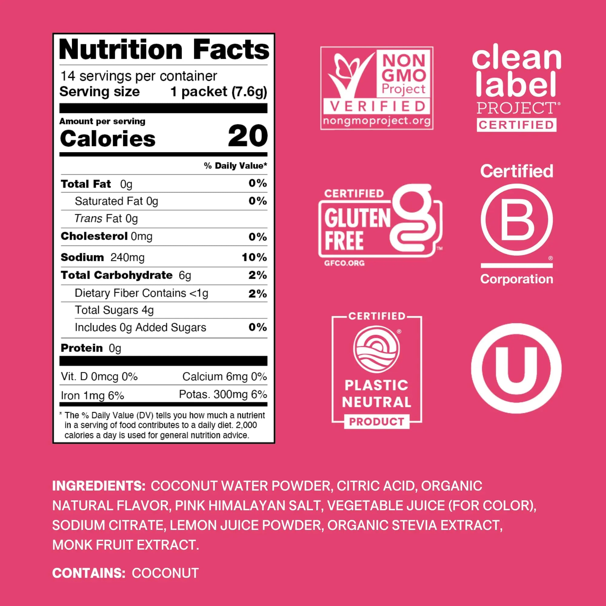 Cure Hydration | Plant-Based Electrolyte Drink Mix | No Added Sugar | FSA-HSA | Dehydration Relief Powder Made with Coconut Water | Non-GMO | Vegan | Pouch of 14 Packets - Tropical Punch Cure Hydration uk supplements