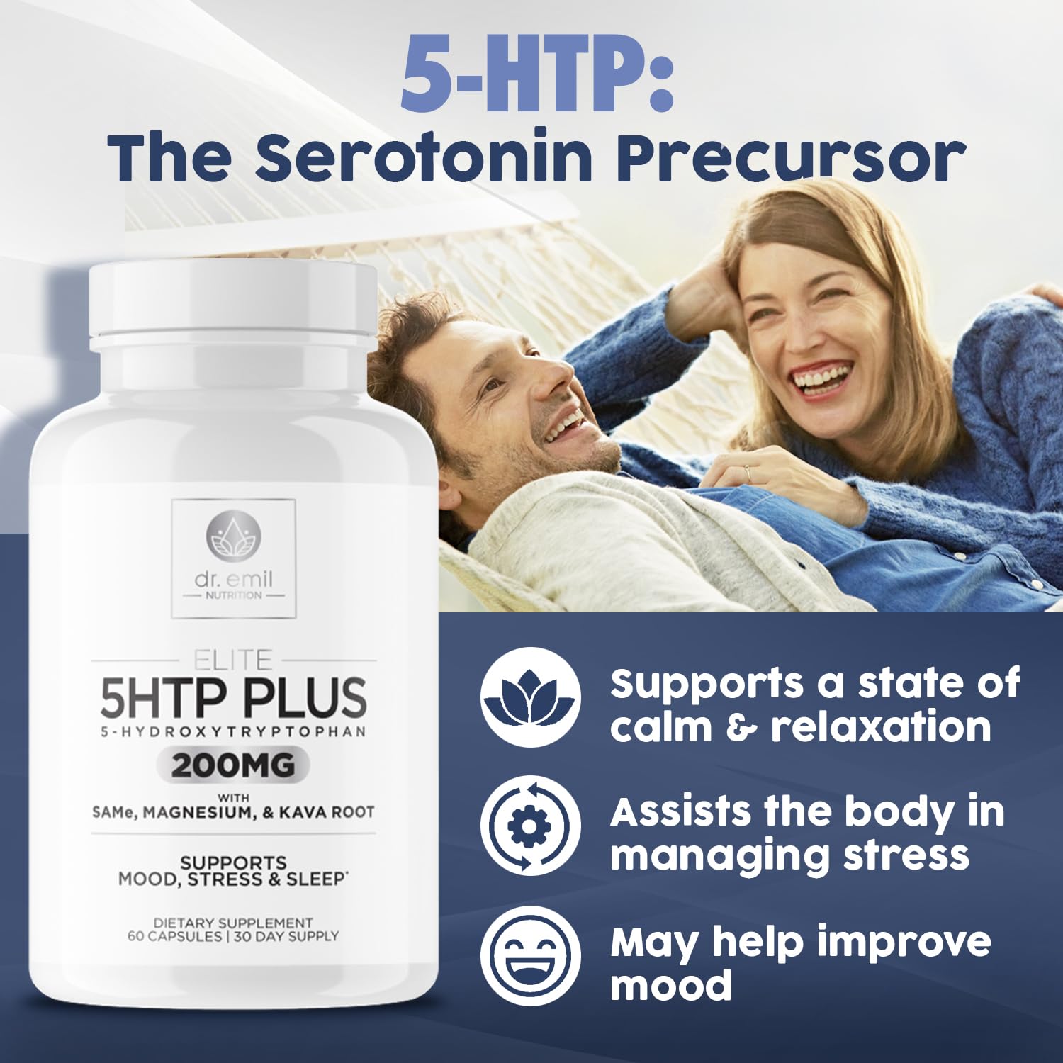 200 MG 5-HTP Elite with Kava Root Extract, Magnesium & SAM-e to Maintain Normal DR EMIL NUTRITION uk supplements