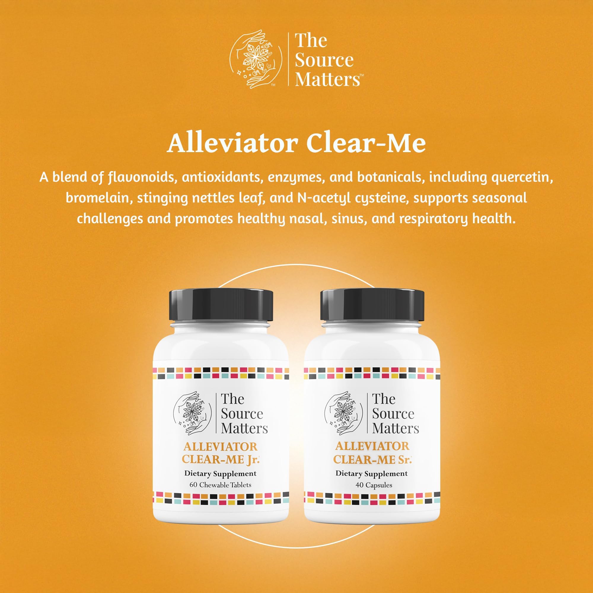 The Source Matters Alleviator Clear-ME SR Seasonal Allergy Relief and Immune Support | Quercetin, Bromelain, Stinging Nettles, NAC, and Vitamin C (40 Capsules) THE SOURCE MATTERS uk supplements