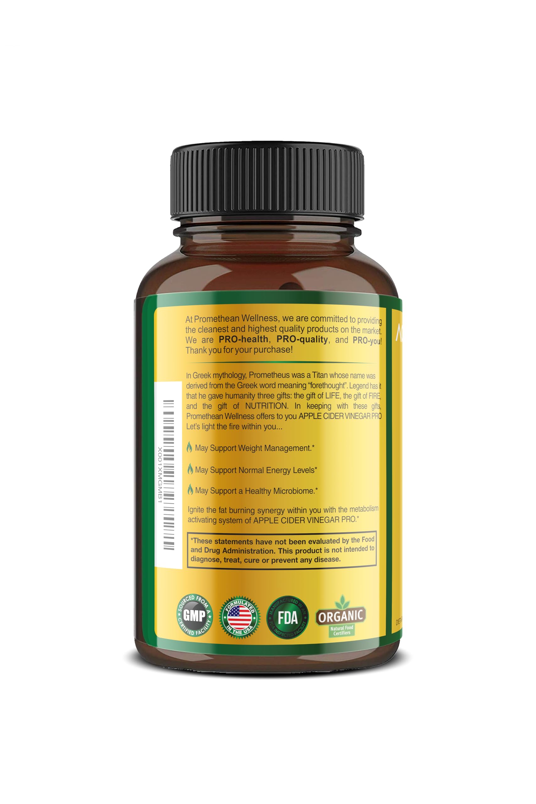 Certified Organic Apple Cider Vinegar Capsules Pro with Mother Acv Pills Detox Promethean Wellness uk supplements