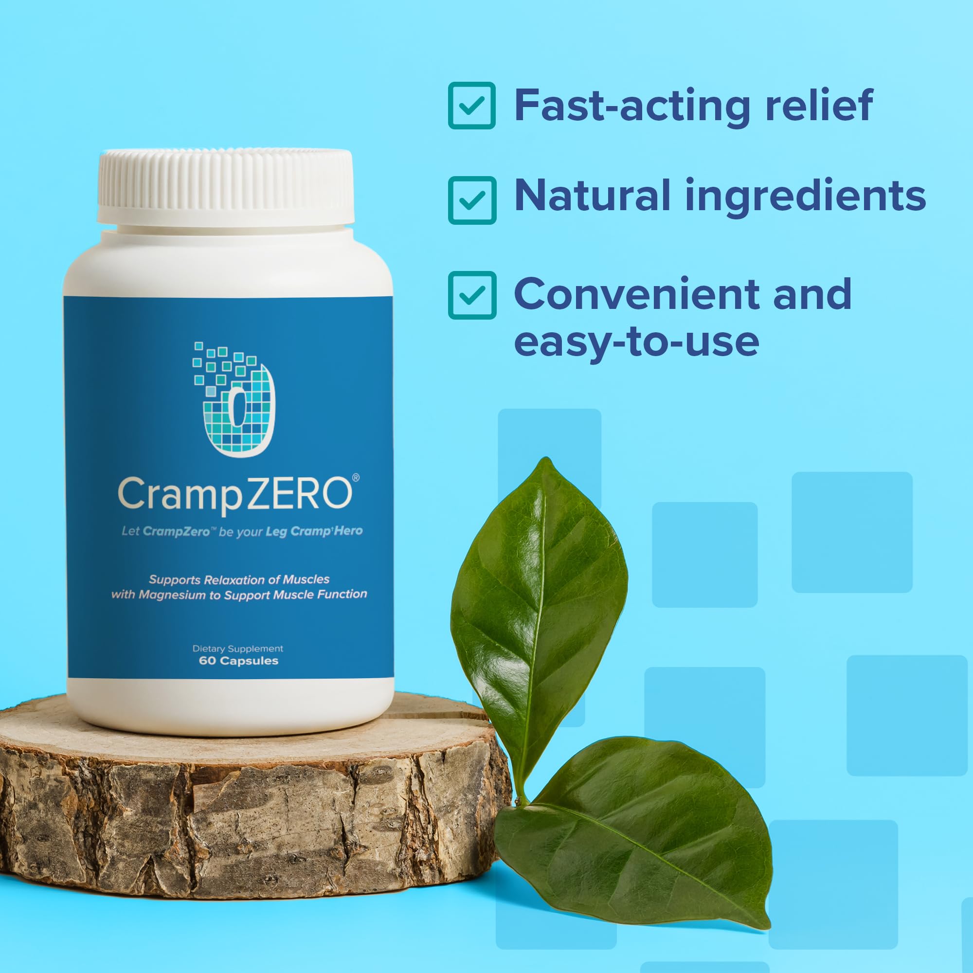 CrampZero Magnesium for Leg Cramps at Night – Potassium Magnesium Supplement with Calcium and Vitamin D3, Supports Muscle Relaxation and Function, Night Leg Cramps Relief, 60 Capsules CrampZero uk supplements