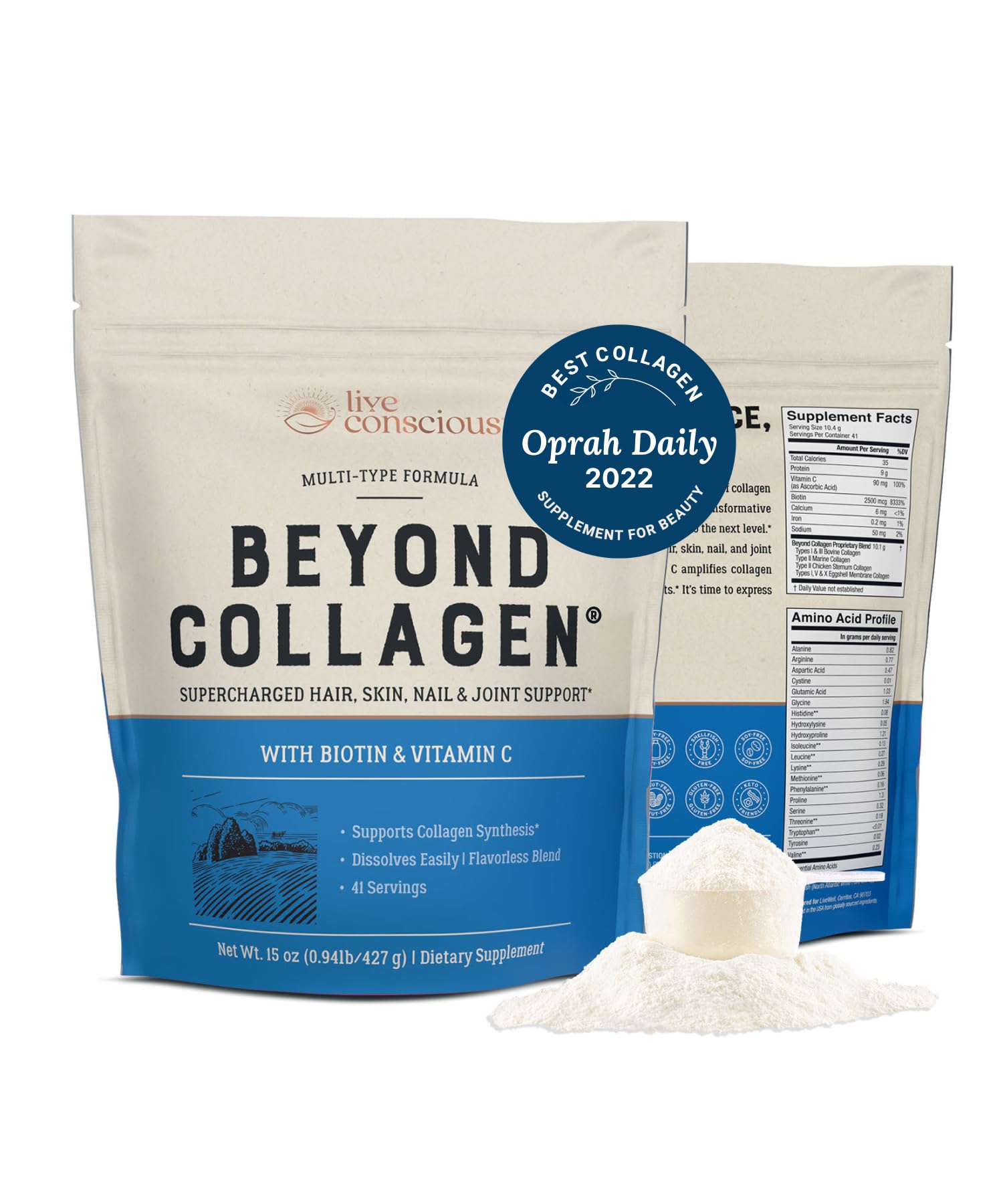 Live Conscious Beyond Collagen Multi Collagen Powder for Women w/Types I, II, III, V & X Live Conscious uk supplements