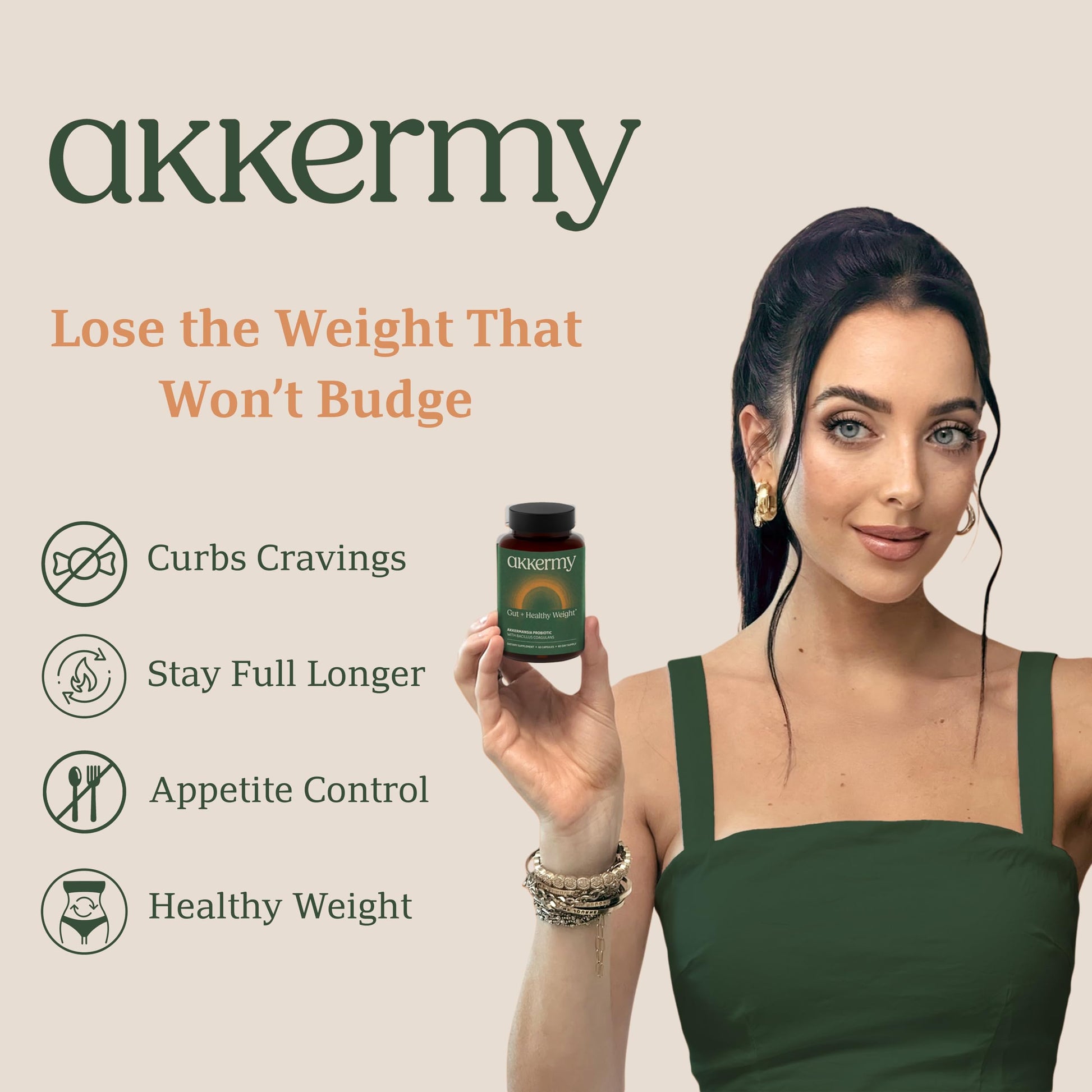 Akkermansia Probiotic for Appetite Suppressant & Craving Control | Increases GLP-1 for Weight Loss | 60 Day Supply | Made in USA | Bacillus Coagulans, B2, D3 & Chromium | SIBO Friendly, Vegan Akkermy uk supplements