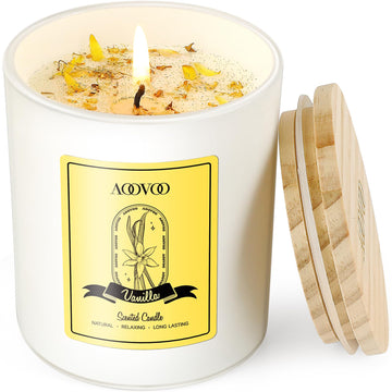 Vanilla Soy Candles Gift for Women - Aromatherapy Candle with Crystals Inside, 10oz Natural Soy Wax Candles AOOVOO uk supplements