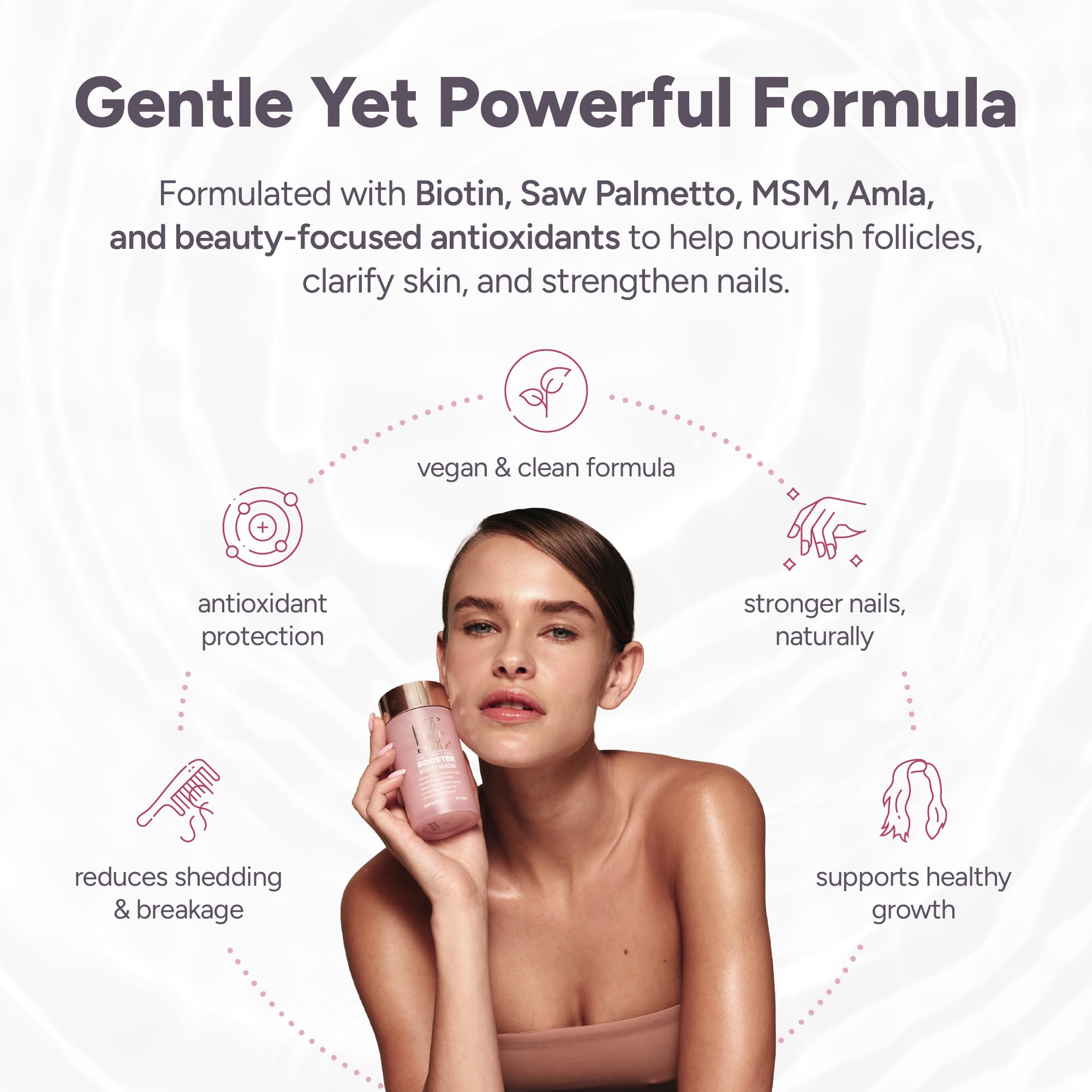 Halo Beauty Hair Skin & Nails Supplement | Thicker Hair Growth, Radiant Skin & Strong Nails Support with Biotin, Saw Palmetto & Phytoceramides | Vegan Capsules | Made in USA | 1-Month Supply Halo Beauty uk supplements