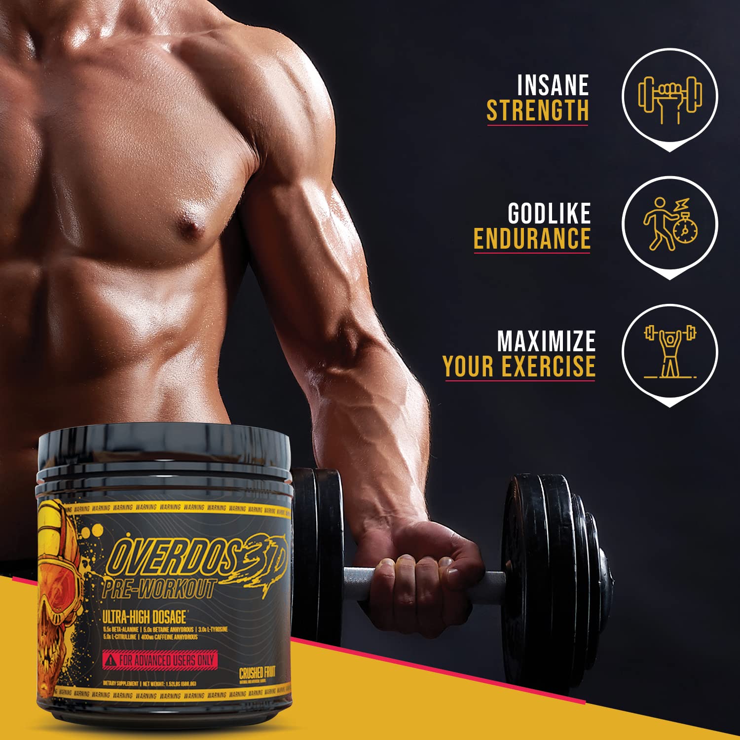 OVERDOS3D Pre-Workout Powder | Ultra-High Dosage | for Advanced Users ONLY Heath Secret uk supplements