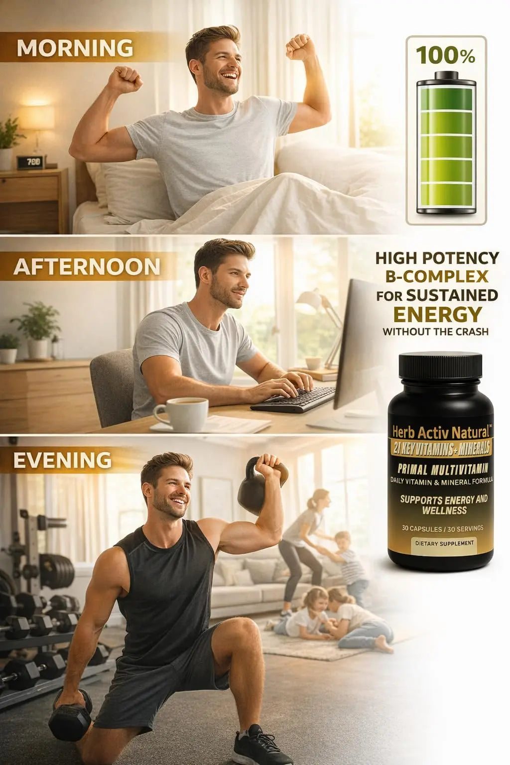 Herb Activ Natural Primal Multivitamin - 21 Essential Vitamins & Minerals - Daily Vitamin & Mineral Supplement - Energy & Wellness Support - 30 Capsules Herb Activ Natural uk supplements