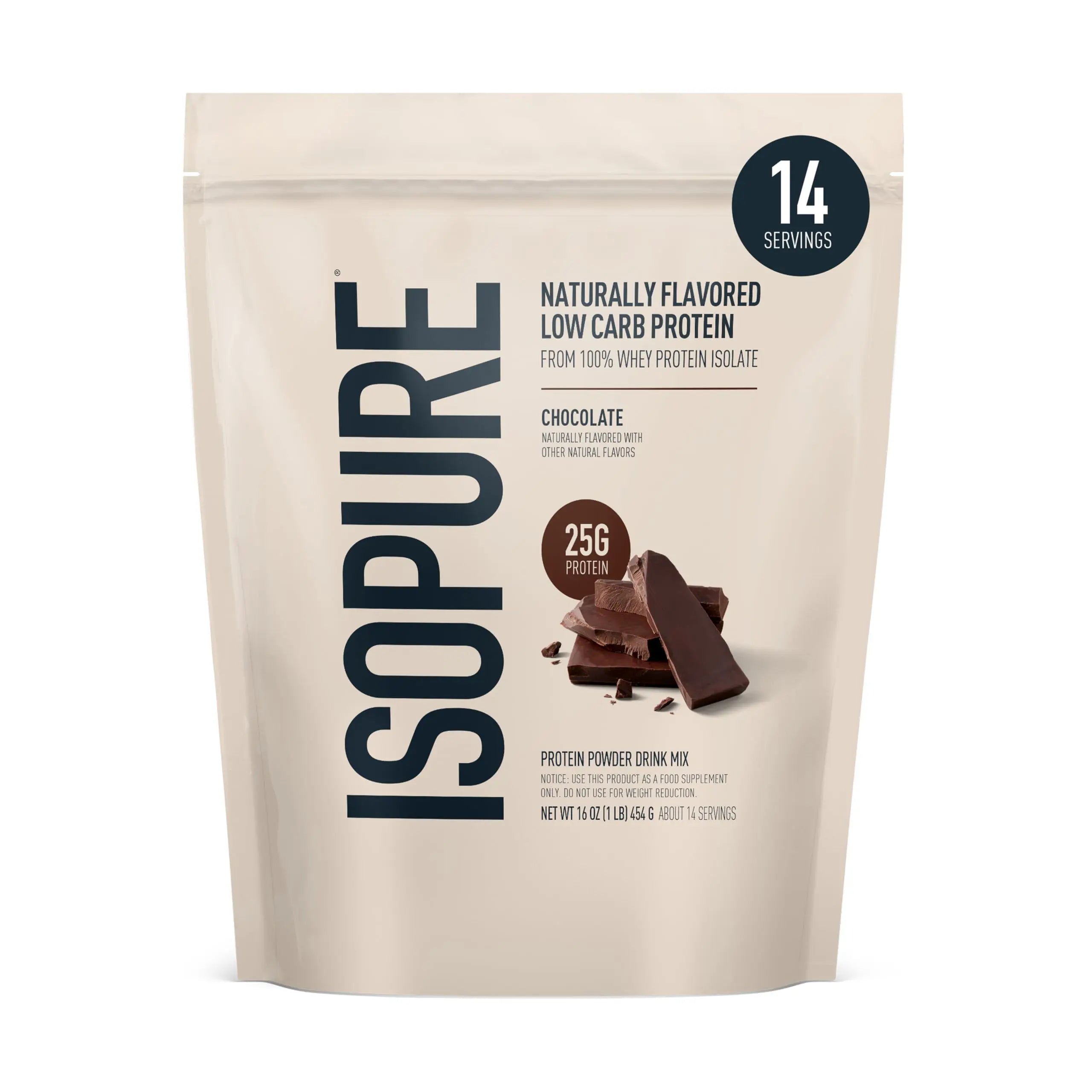 Isopure Low Carb 100% Pure Whey Isolate Protein Powder, Lactose Free, Gluten Free, With Vitamins, Dark Chocolate, 25g Protein Per Serving, 1 Lb, Isopure uk supplements