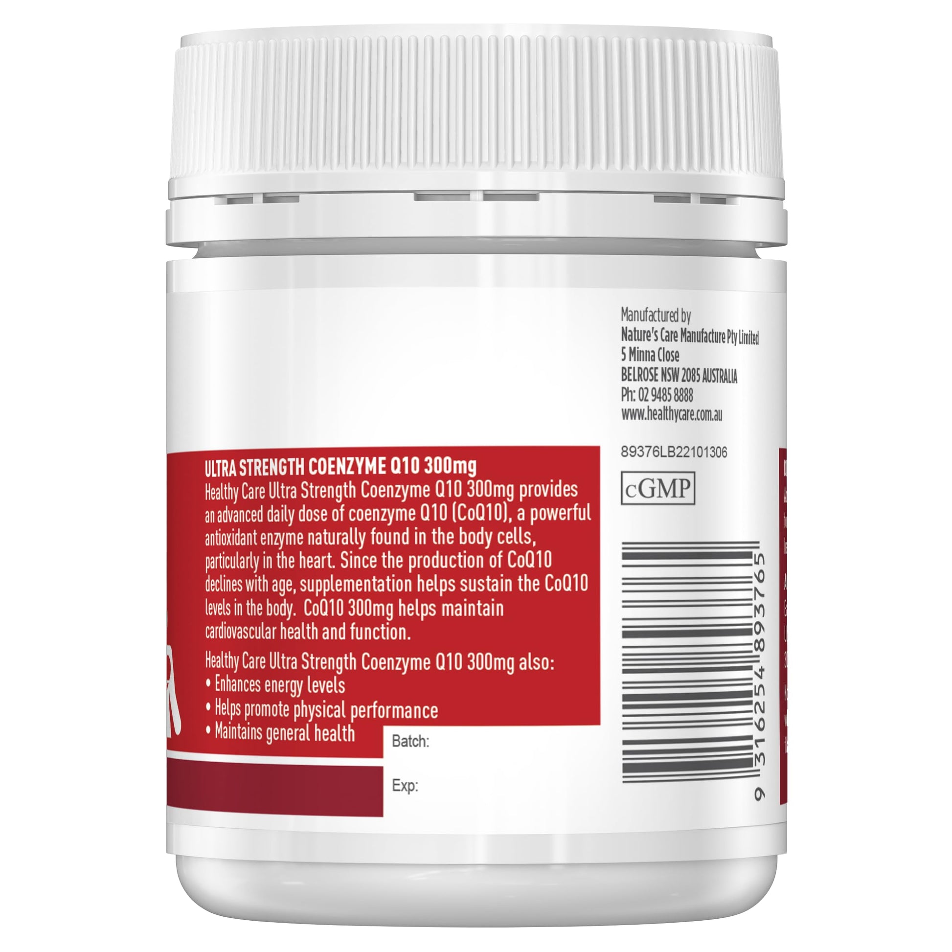 Healthy Care Ultra Strength 300mg Co Enzyme Q10 Capsules, Red, 60 Count | Supports Healthy Care uk supplements