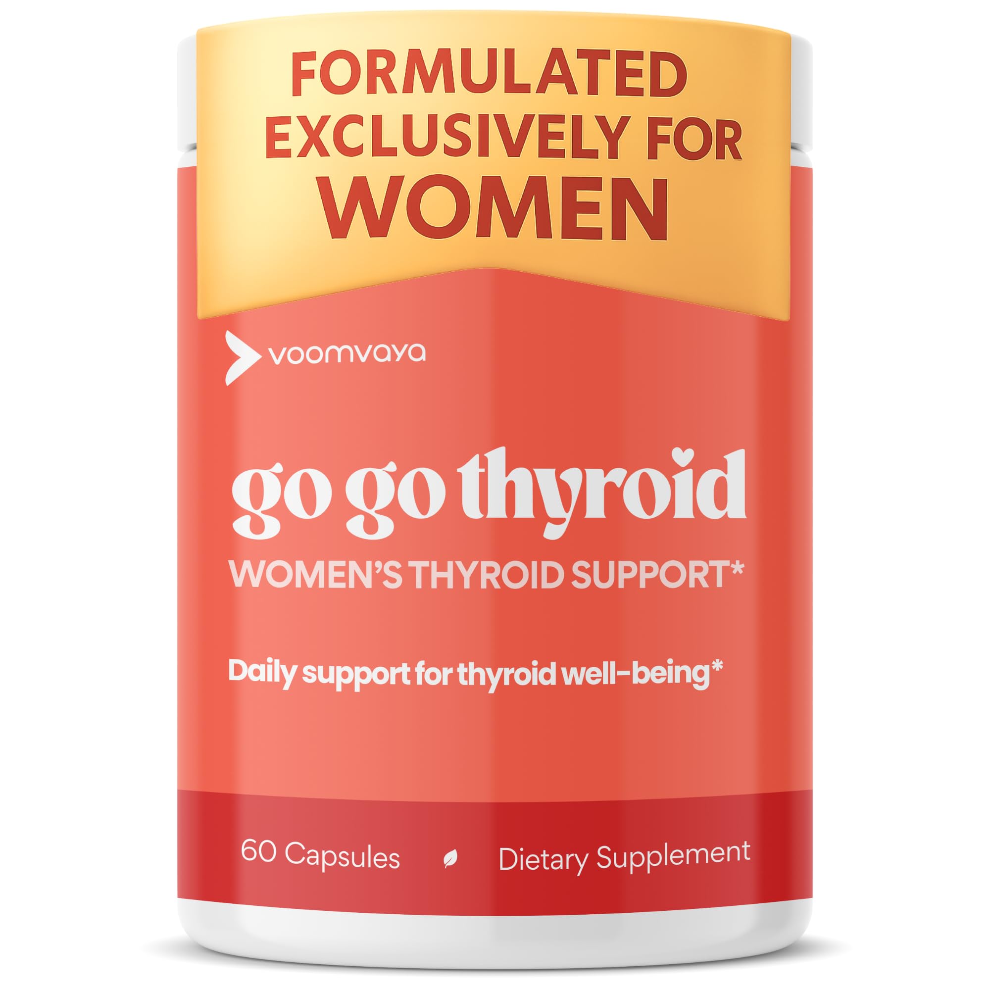VoomVaya Go Go Thyroid - Thyroid Support for Women 30+ - Female-Focused Hormonal Balance & Thyroid Supplement with Iodine, Selenium & L Tyrosine - 3rd Party Tested - 60 Capsules VoomVaya uk supplements