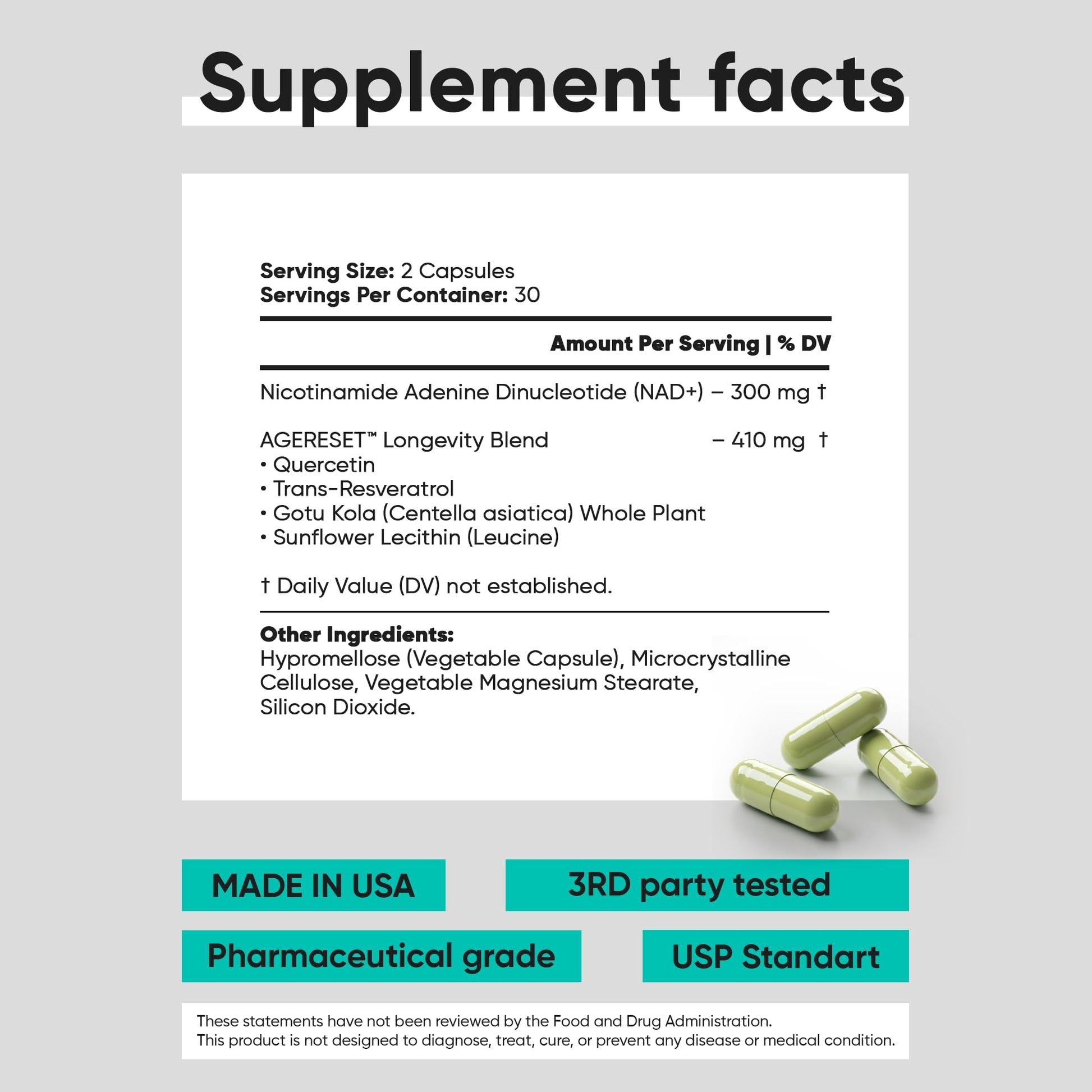 JoysLife AGERESET NAD Supplement NMN Alternative Liposomal + Gotu Kola for Women & Men w/Resveratrol, Quercetin, Gotu Kola JoysLife uk supplements