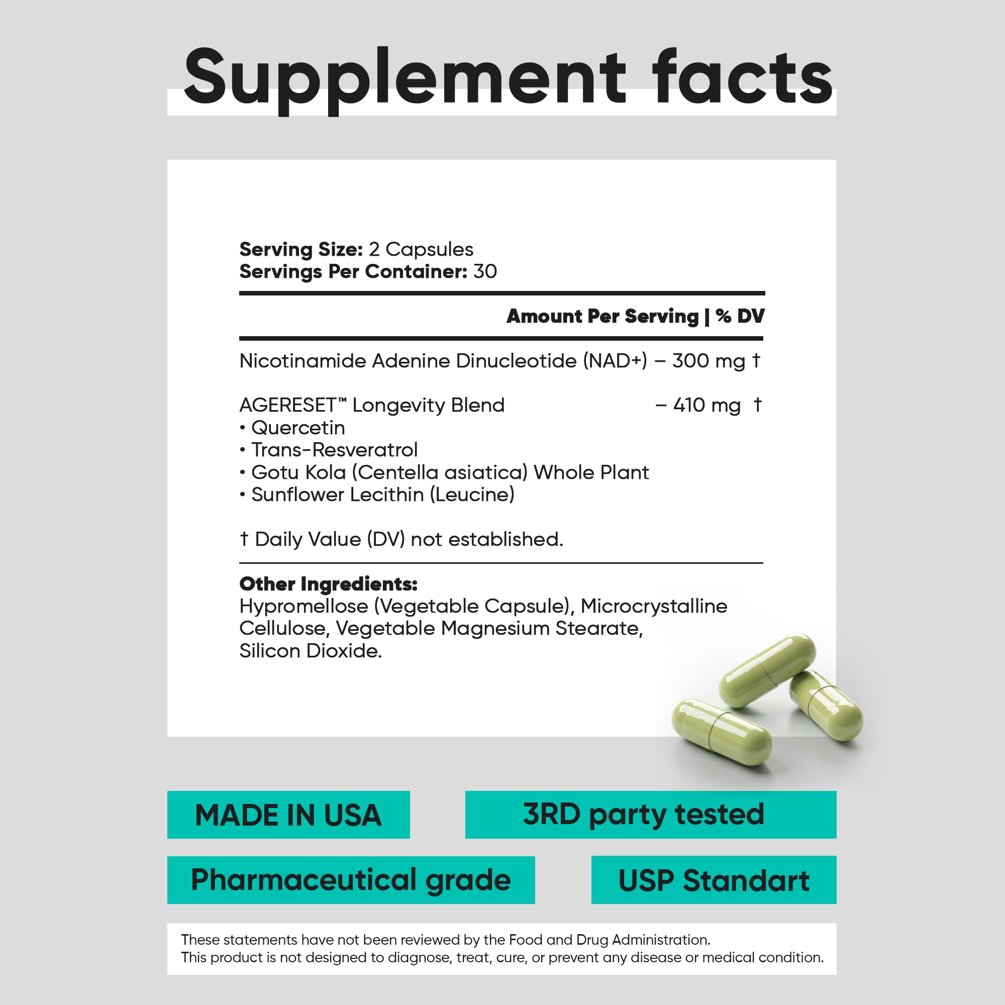 JoysLife AGERESET NAD Supplement NMN Alternative Liposomal + Gotu Kola for Women & Men w/Resveratrol, Quercetin, Gotu Kola JoysLife uk supplements